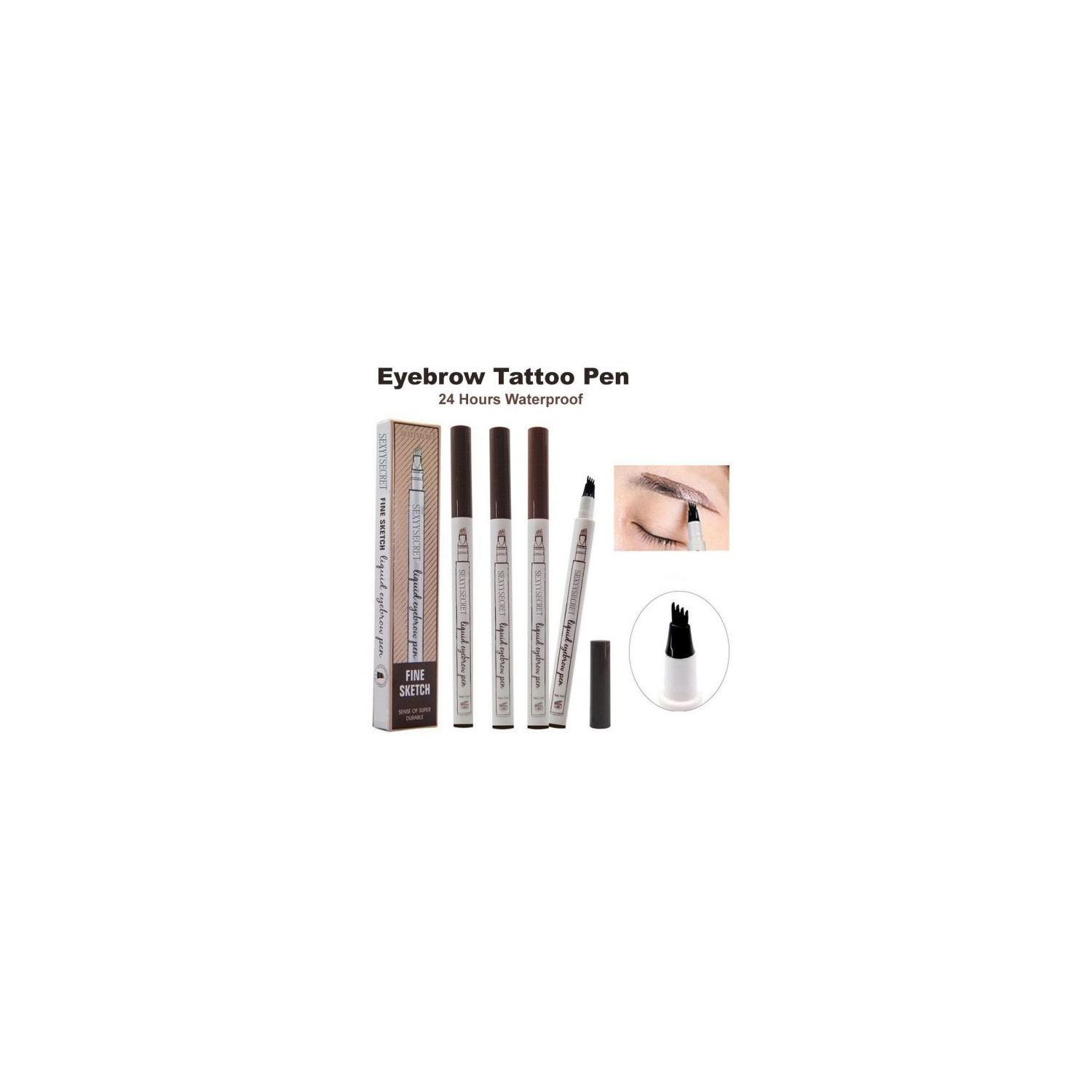 NEW Waterproof Eyebrow Pen Tattoo Micro blading 4 Fork Tip 3D Makeup Ink Pencil