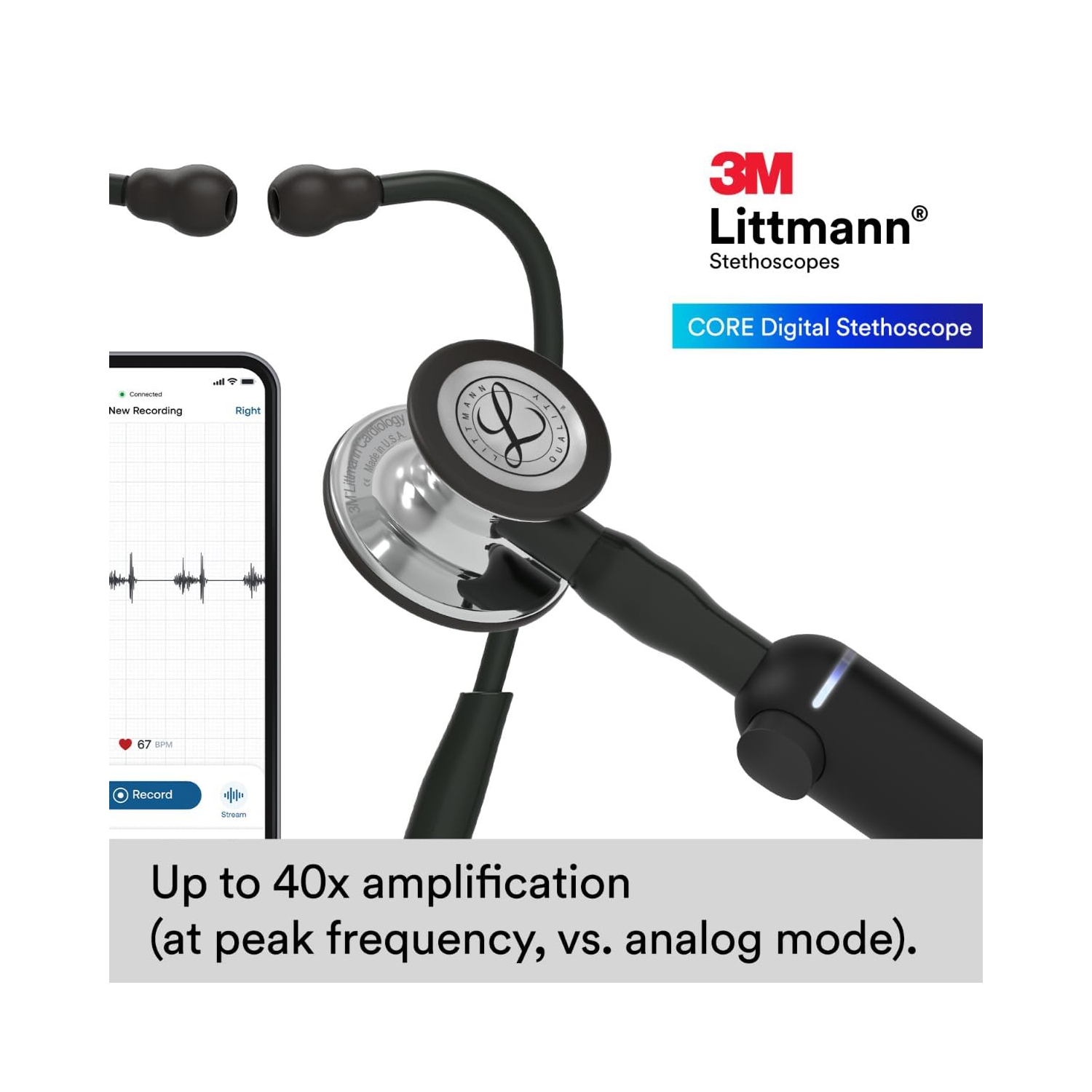 Stéthoscope numérique Littmann CORE de 3&nbsp;M, notre stéthoscope le plus avancé à ce jour, amplification jusqu'à 40x*, suppression active du bruit