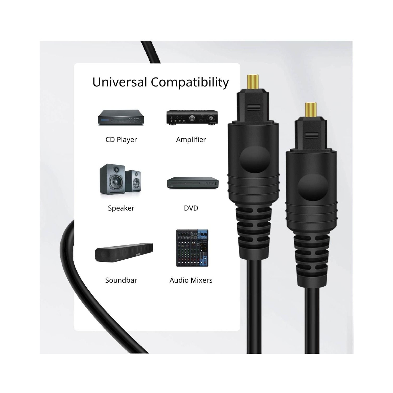 Câble audio optique numérique Toslink vers Toslink numérique fibre optique pour un son clair, complet et riche de -5 pi