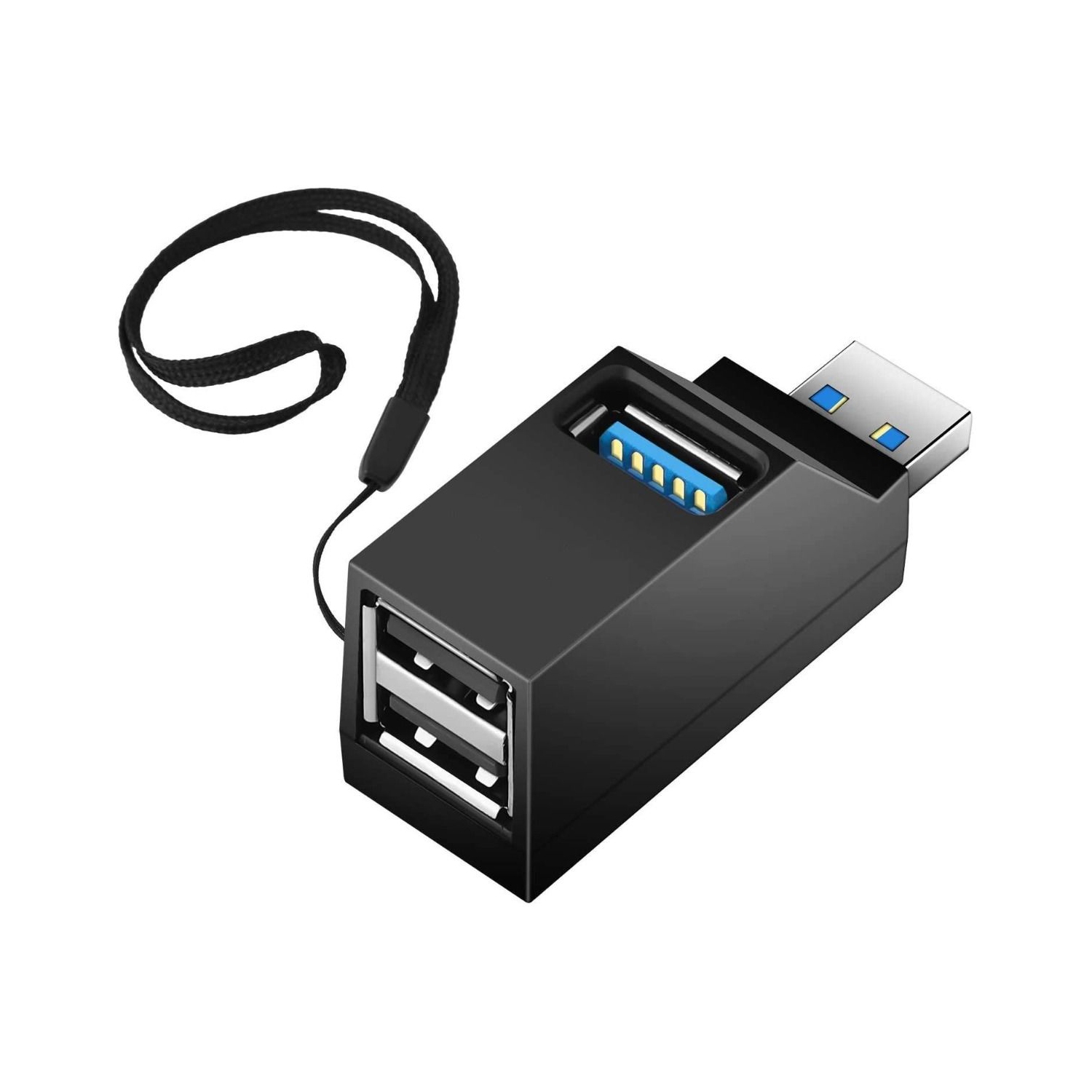 3-Port USB 3.0 Hub with Cable for Connecting Peripherals to Hard-to-Reach Ports