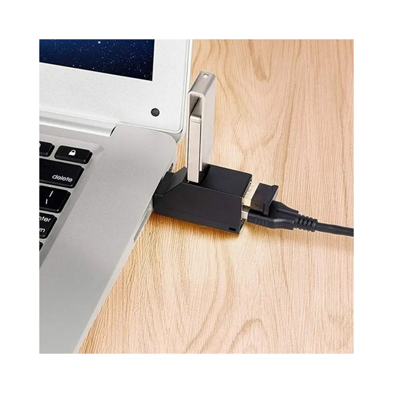 3-Port USB 3.0 Hub with Cable for Connecting Peripherals to Hard-to-Reach Ports