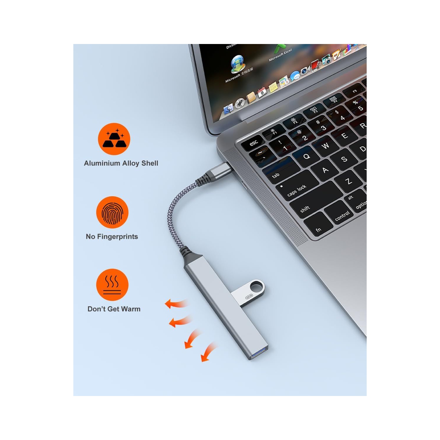 Concentrateur USB-C 4-en-1 avec plusieurs ports pour étendre la connectivité des portables et des téléphones intelligents