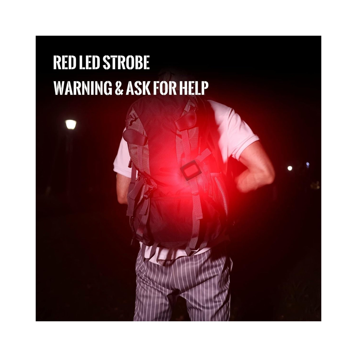 Feux de course Lumières de sécurité rechargeables pour marcher la nuit Lampe de poche portative LED de travail Avertissement pour le camping, la