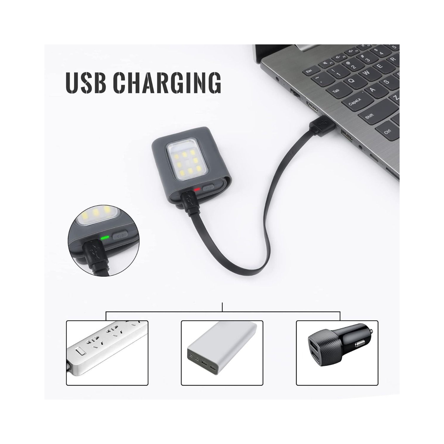 Feux de course Lumières de sécurité rechargeables pour marcher la nuit Lampe de poche portative LED de travail Avertissement pour le camping, la