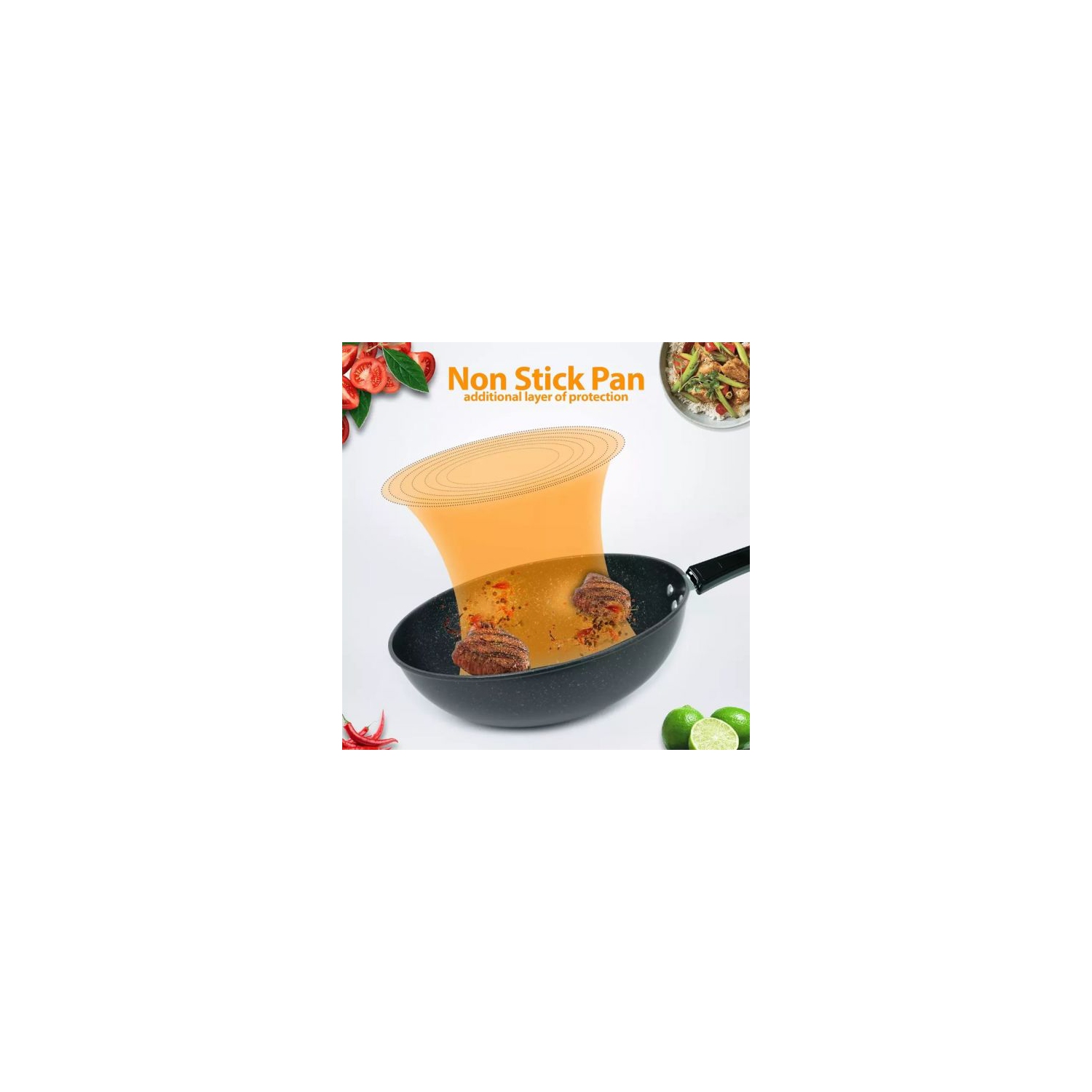 Poêle à frire antiadhésive en aluminium – STITURE D'AUTORISATION EN BARRE NOIR MARBÉBALE WOK PAN CHINE NON STICK PAN