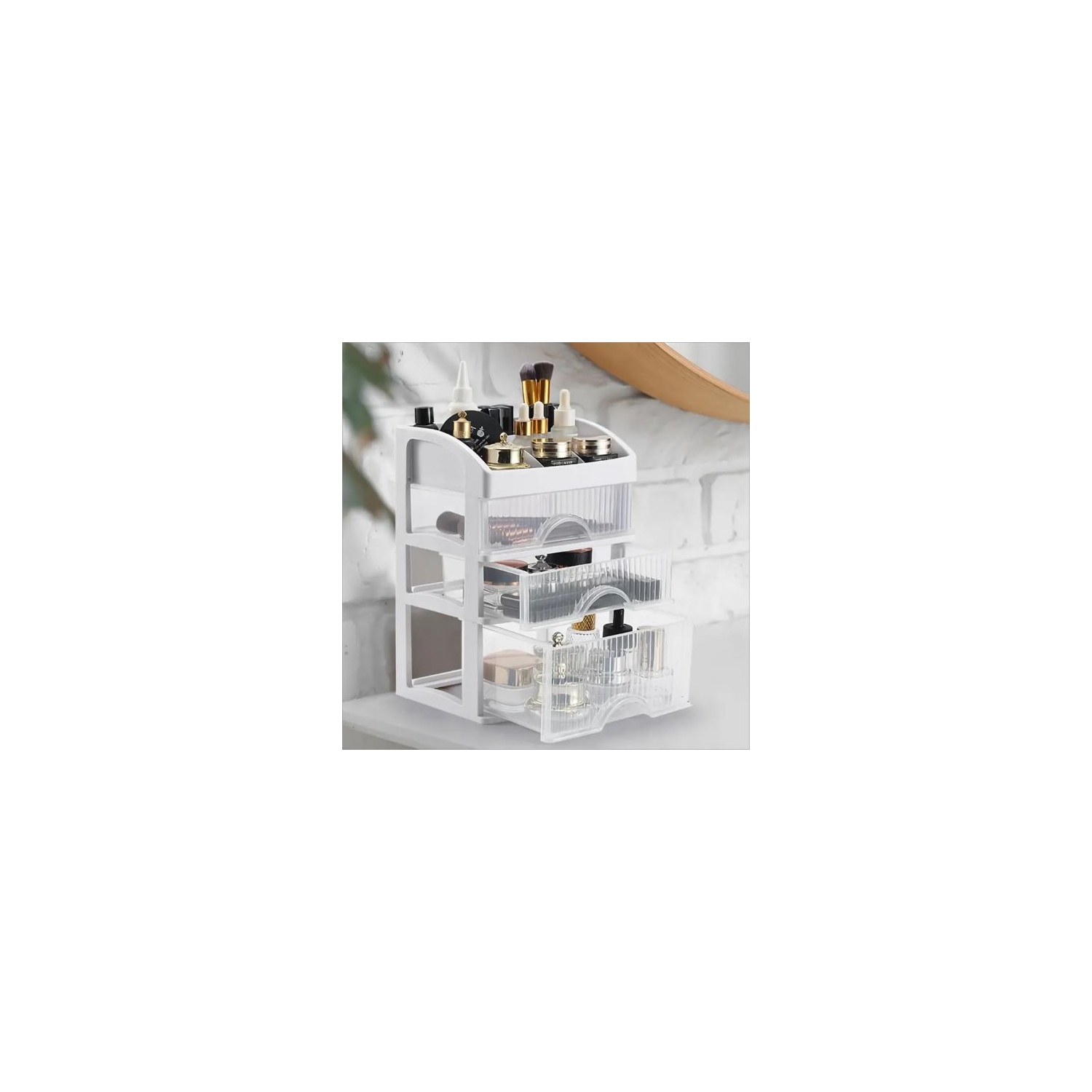 Organisateur de maquillage - Ce coffret à maquillage est doté d'un tiroir transparent