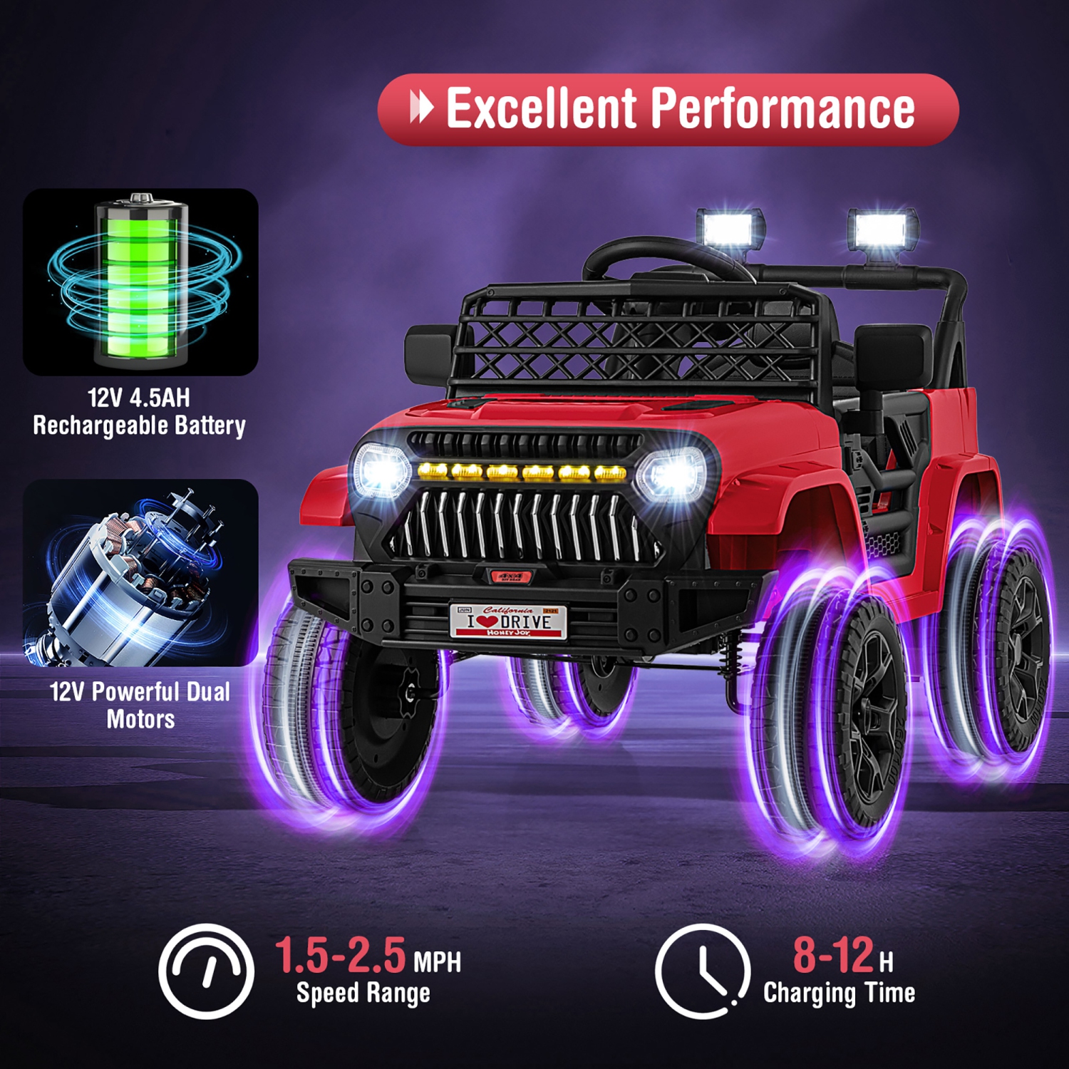 Gymax 12V Kids Ride on Truck Car Battery Powered Toddler Electric Vehicle w/ 3 Speeds