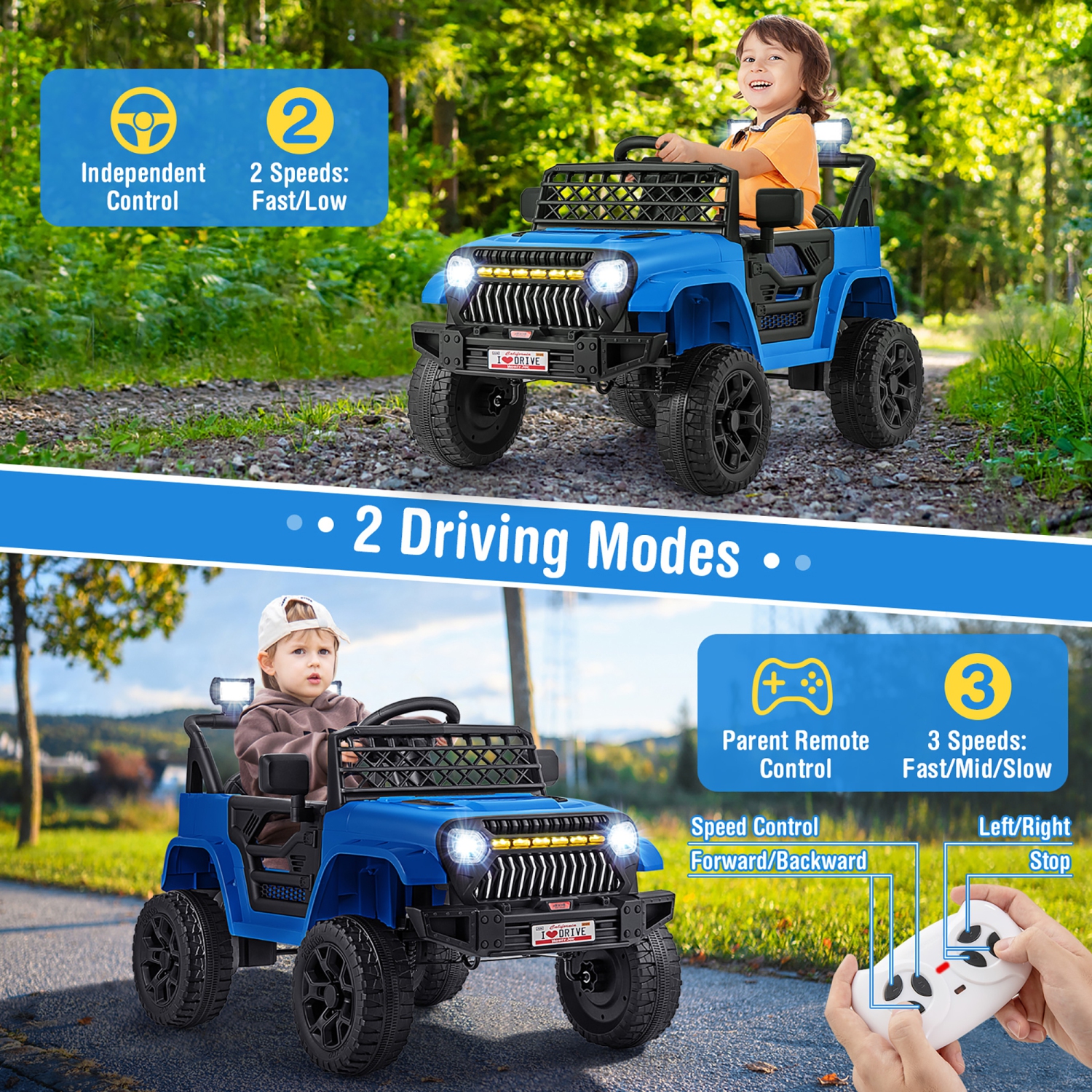 Gymax 12V Kids Ride on Truck Car Battery Powered Toddler Electric Vehicle w/ 3 Speeds