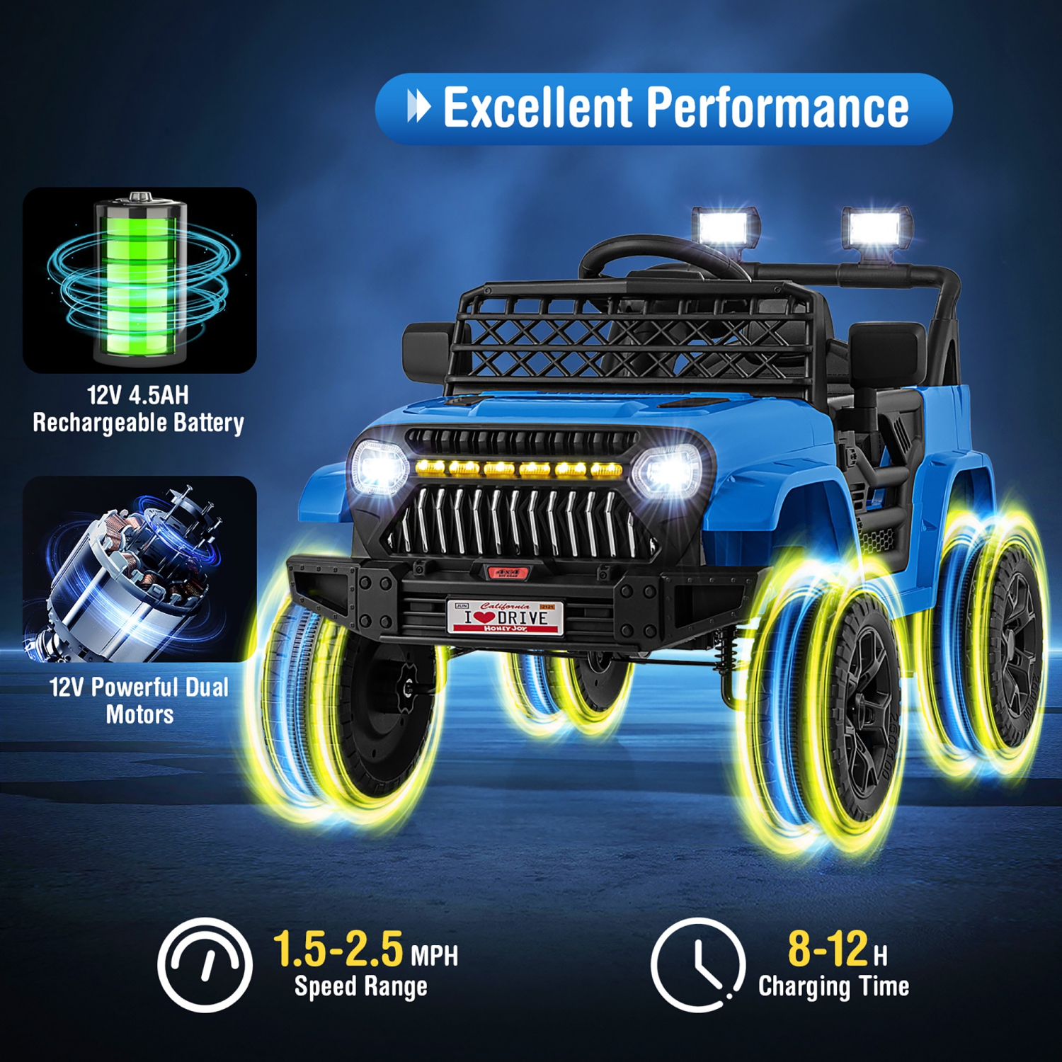 Gymax 12V Kids Ride on Truck Car Battery Powered Toddler Electric Vehicle w/ 3 Speeds