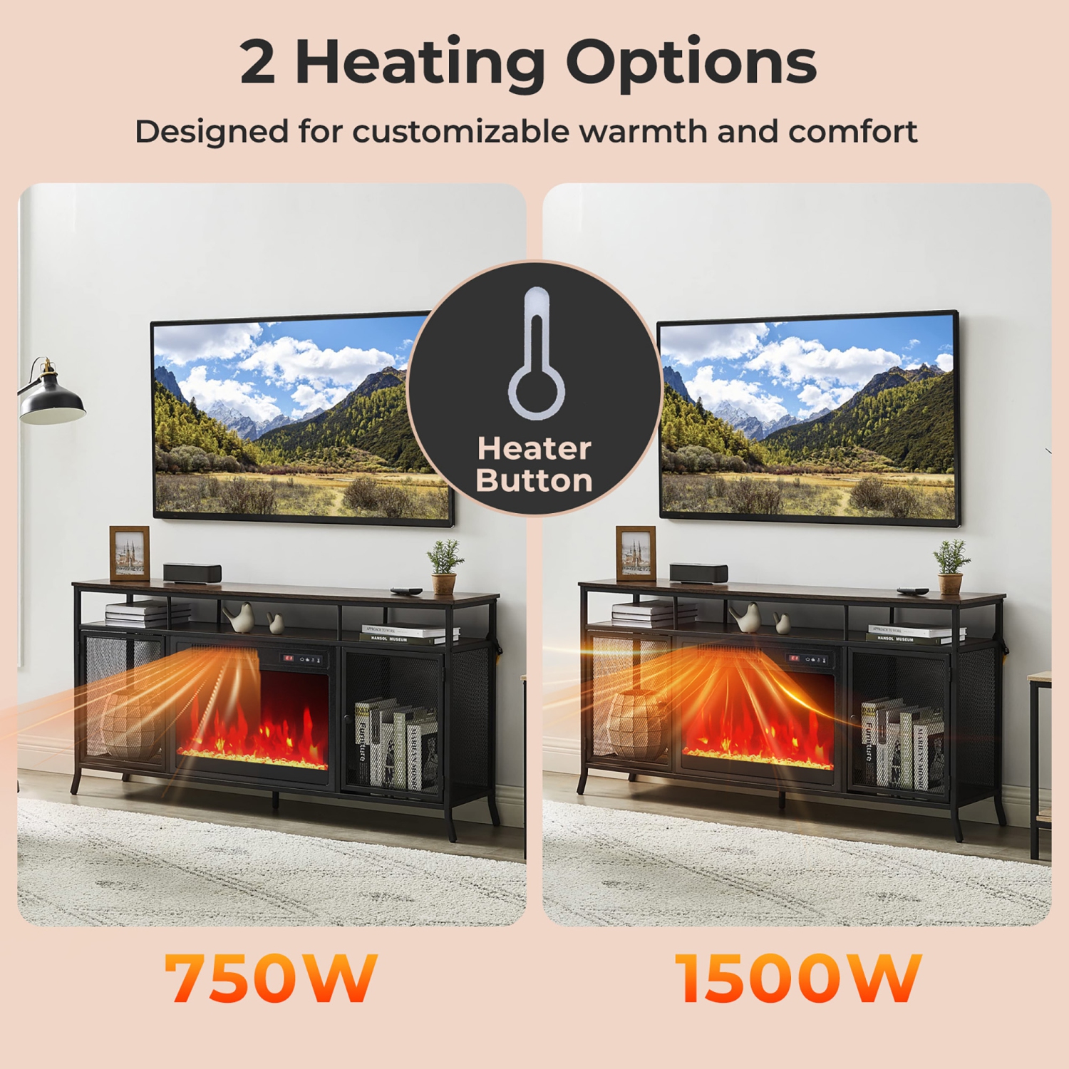 Gymax 18'' Electric Fireplace Insert w/Remote Control Adjustable Flame Color Brightness