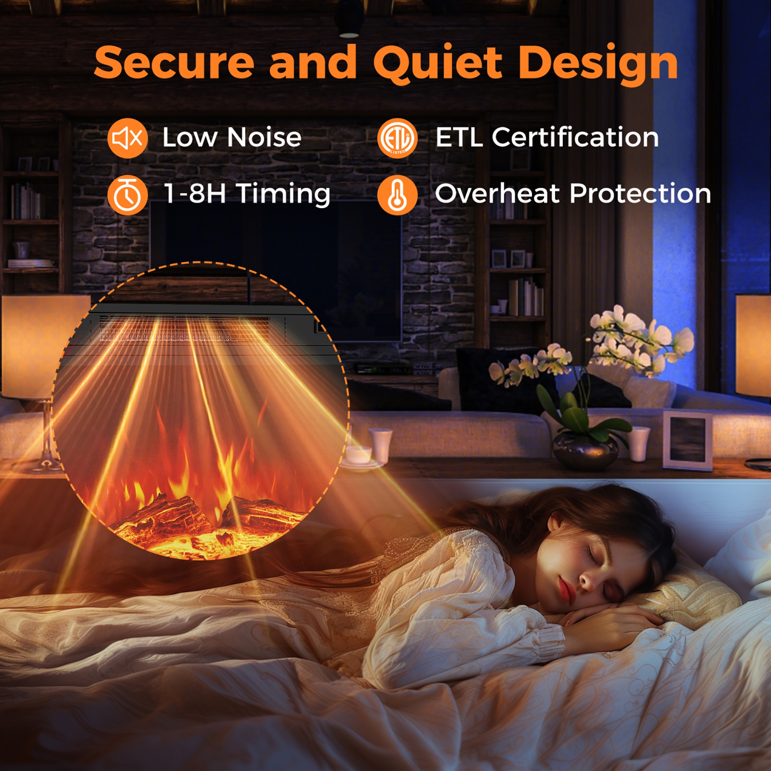 Gymax 24'' 3-Sided Electric Fireplace Insert w/Remote Control 3 Flame Colors 1-6H Timer