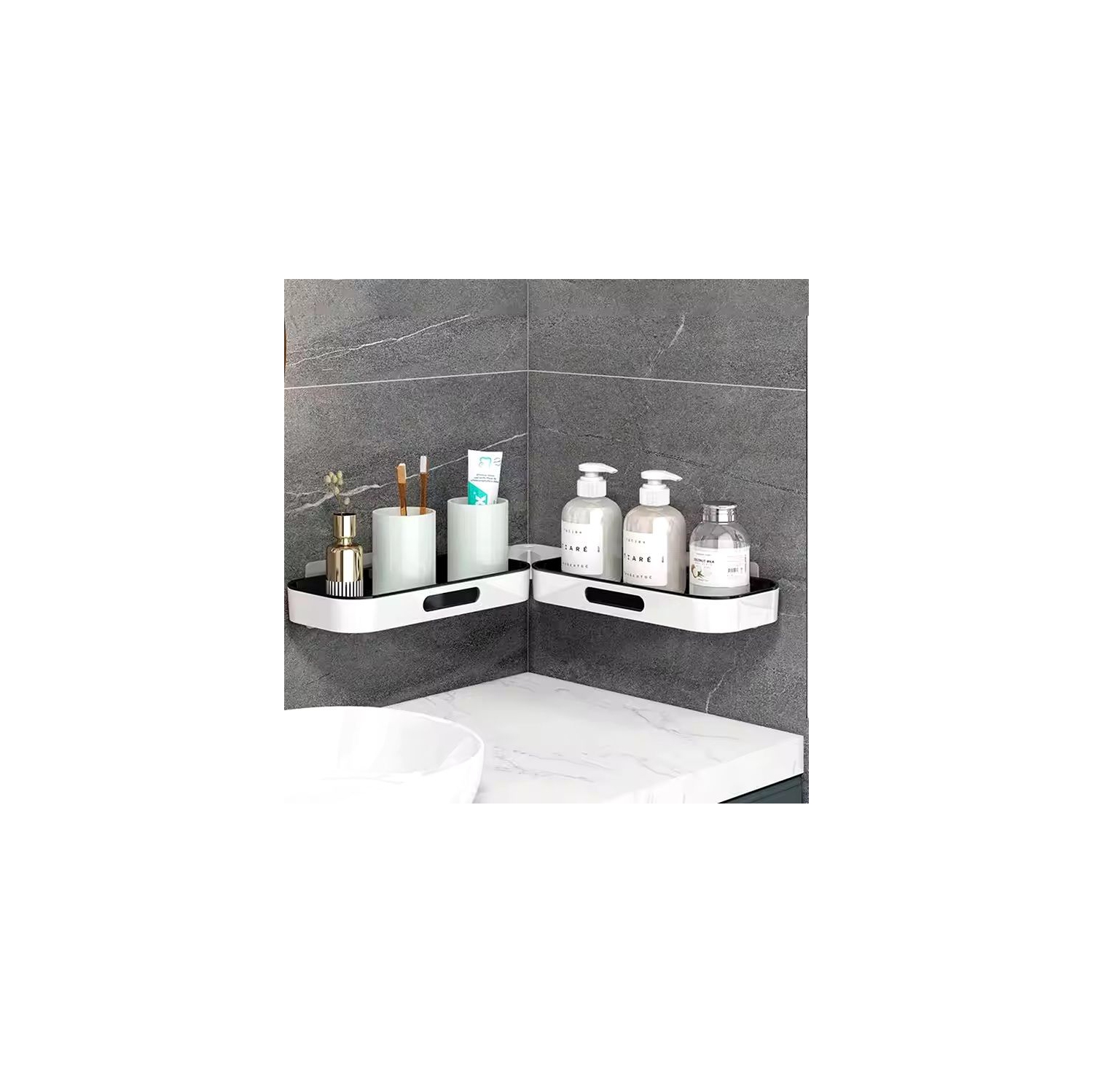 1pc Rotatable Bathroom Storage Rack, Wall Mounted Floating Shelves, Bathroom Hanging Storage Rack