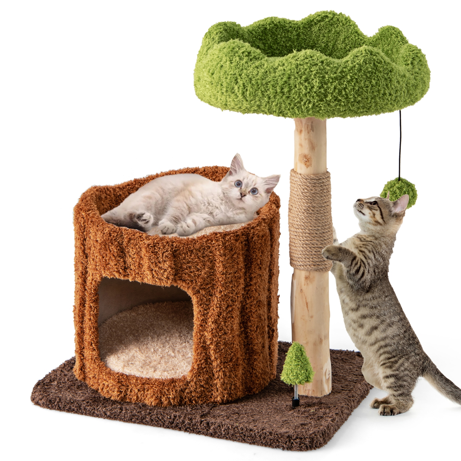 Gymax Multifunctional Cat Tree w/ Sisal Covered Scratching Posts Top Perch Modern