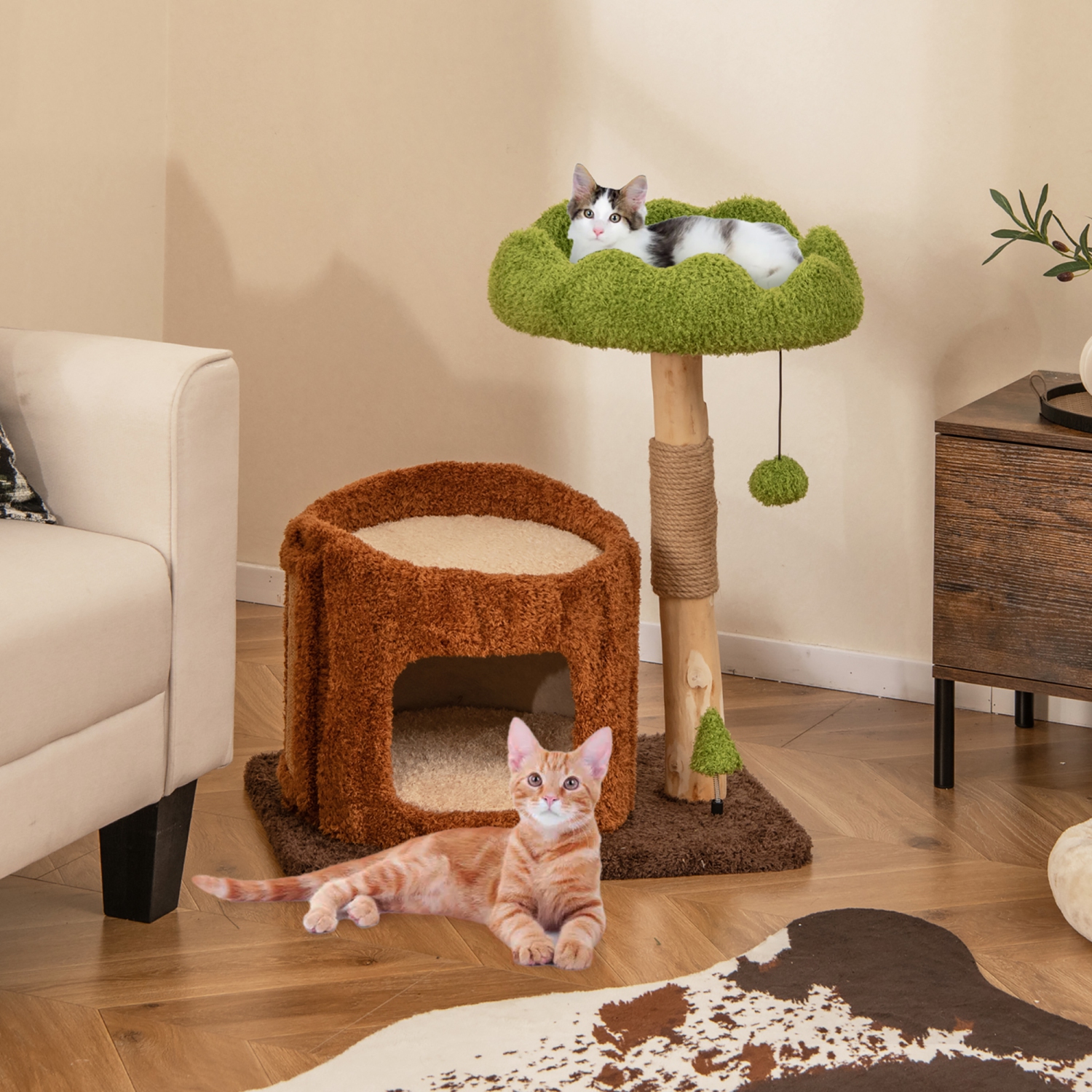 Gymax Multifunctional Cat Tree w/ Sisal Covered Scratching Posts Top Perch Modern