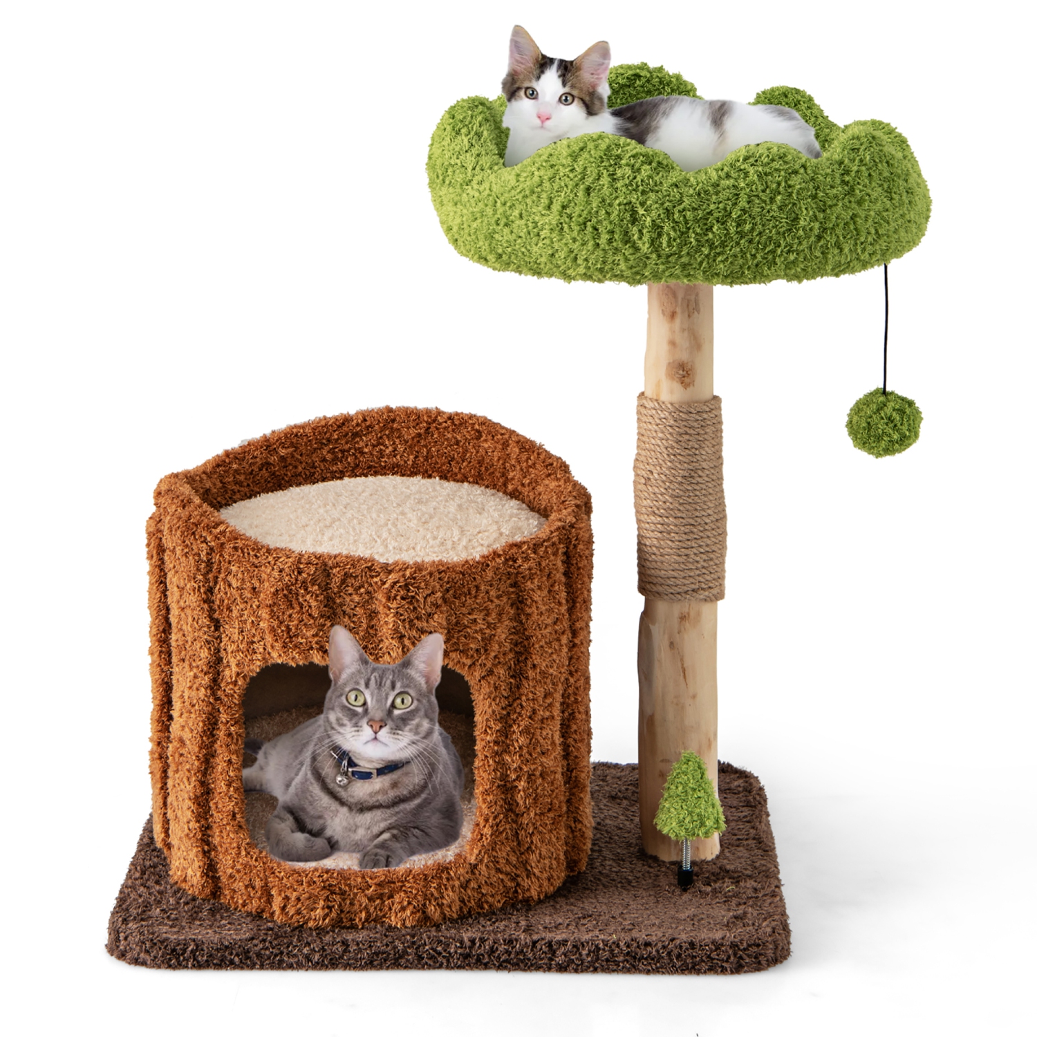 Gymax Multifunctional Cat Tree w/ Sisal Covered Scratching Posts Top Perch Modern