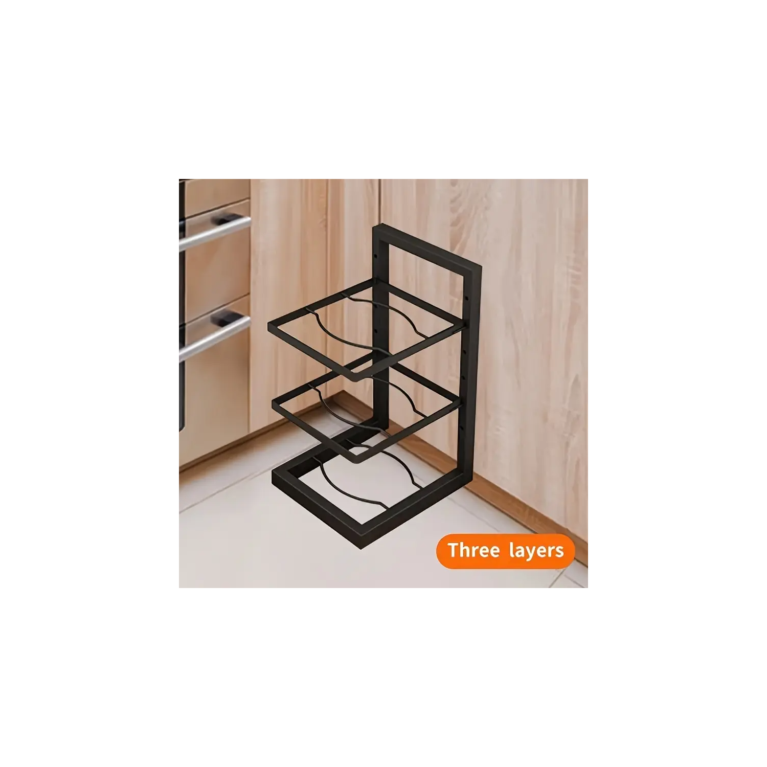 Multi-Layer Pot and Pan Rack for Efficient Kitchen Storage, Organized Storage