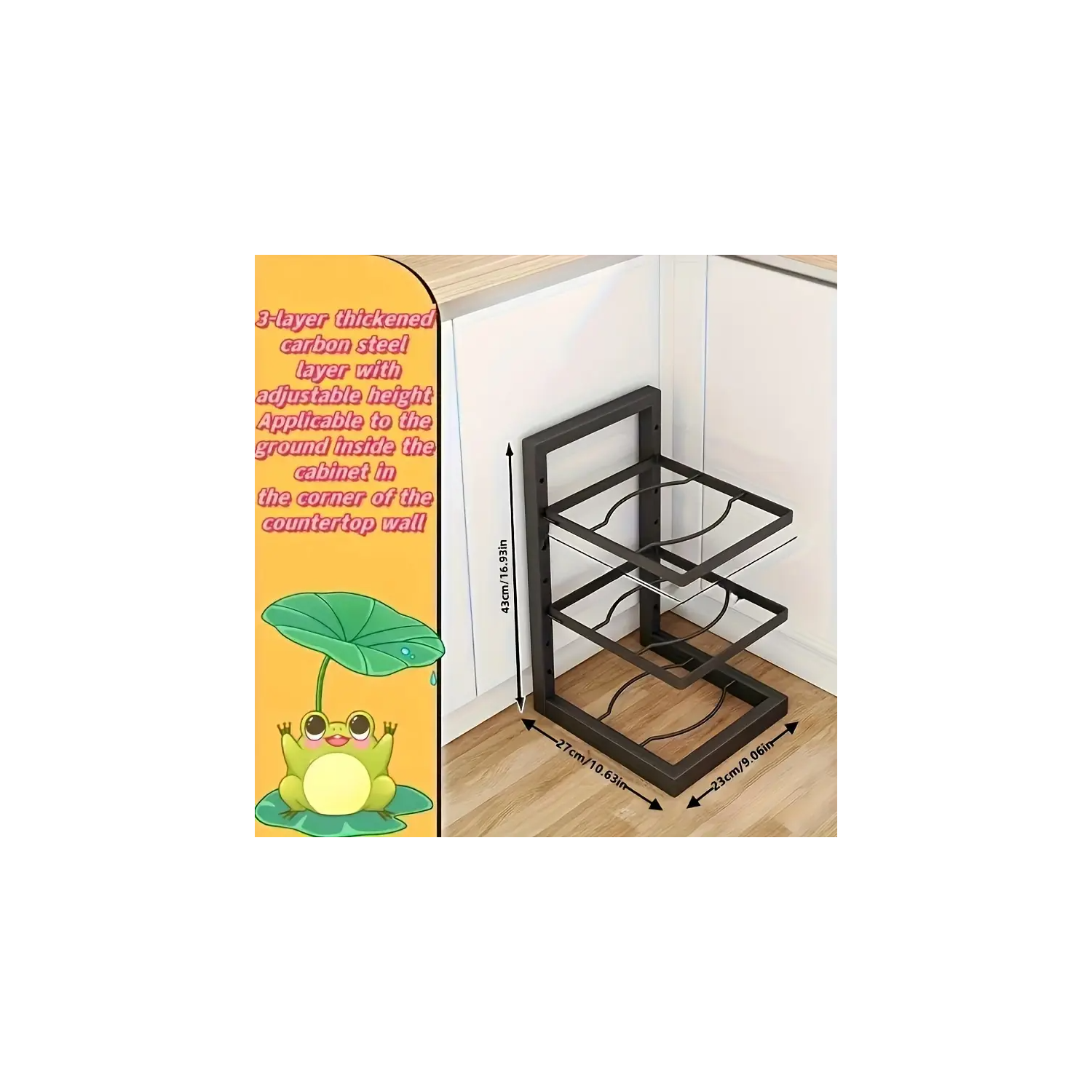 Multi-Layer Pot and Pan Rack for Efficient Kitchen Storage, Organized Storage