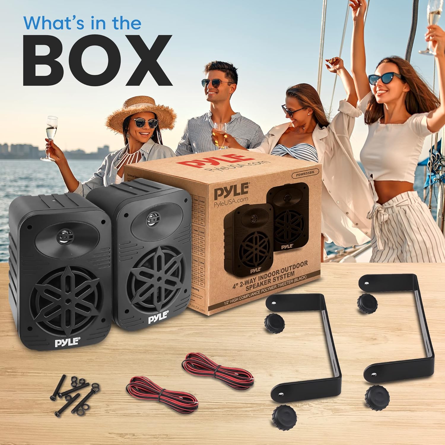 PyleUsa Indoor Outdoor Speakers Pair - 500 Watt Dual Waterproof 5.25” 2-Way Full Range Speaker System w/ 1/2” High Compliance Polymer Tweeter -