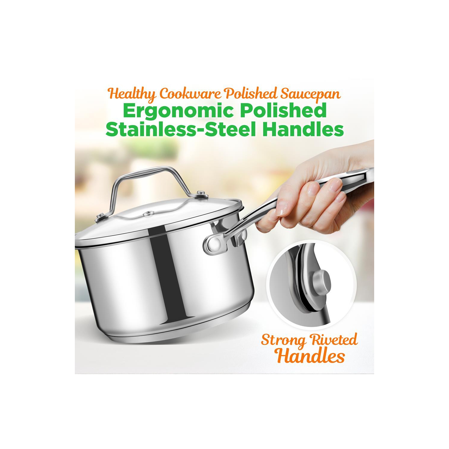 Casserole en acier inoxydable – 2 pintes, marmite à induction robuste, casserole avec couvercle