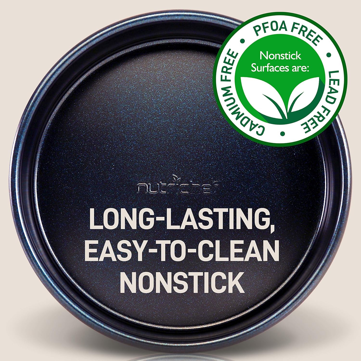 NutriChef 6-Piece Non-Stick Baking Pans - Carbon Steel Baking Trays with Nonstick Coating - Includes Muffin Pan, Loaf Pan, Cookie Sheets, & Round Pan