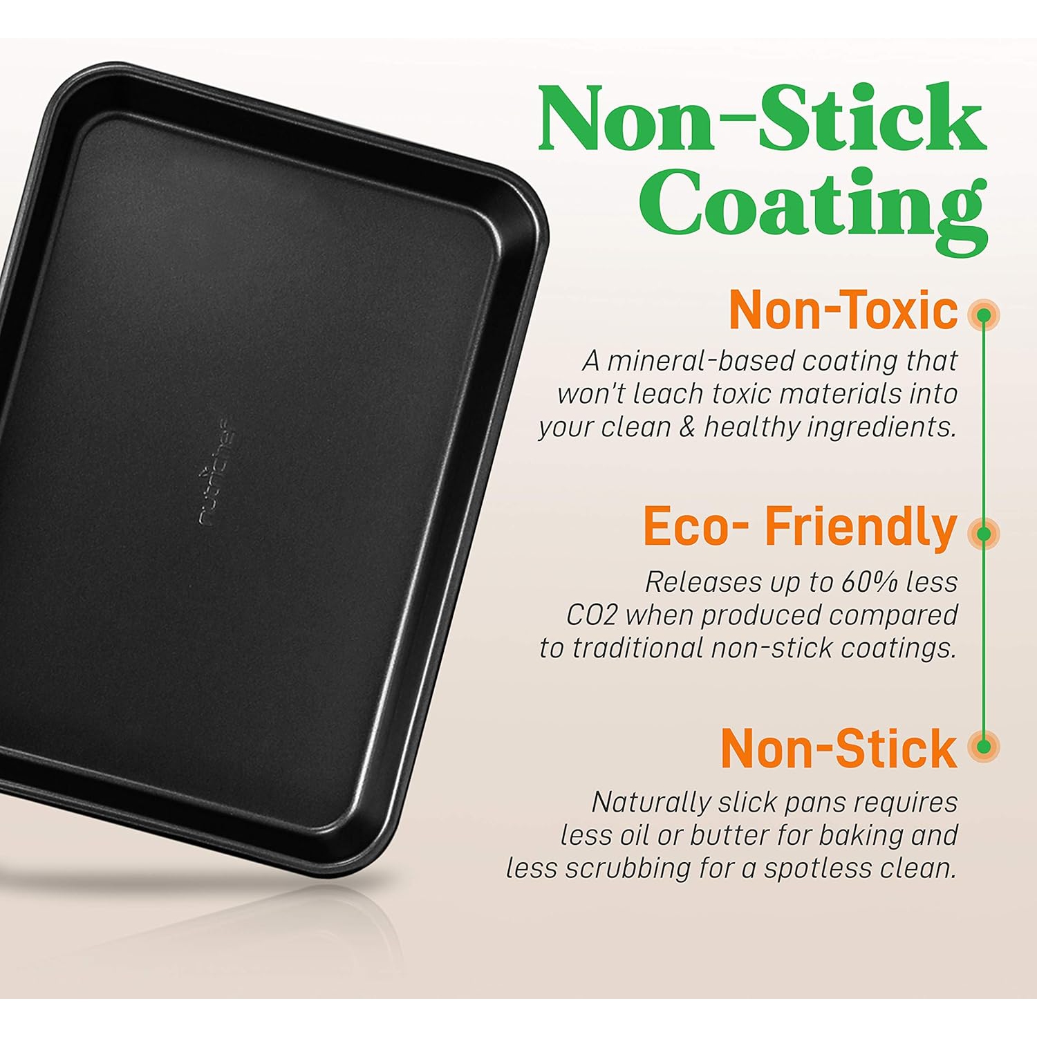 Ensemble de 2 plaques à biscuits antiadhésives noires de NutriChef - Ensembles de plats de cuisson polyvalents et durables en acier au carbone,