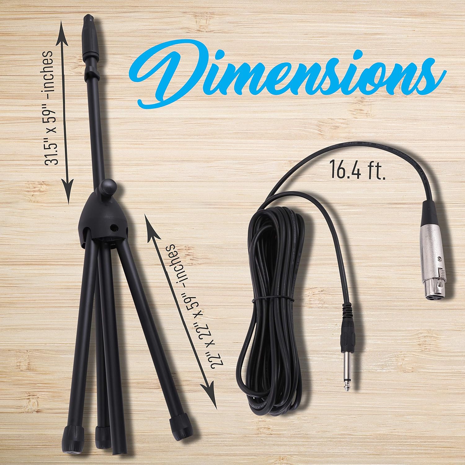 Ensemble de microphone dynamique portatif professionnel de Pyle - Microphone vocal unidirectionnel filaire avec sac de transport, pied de microphone