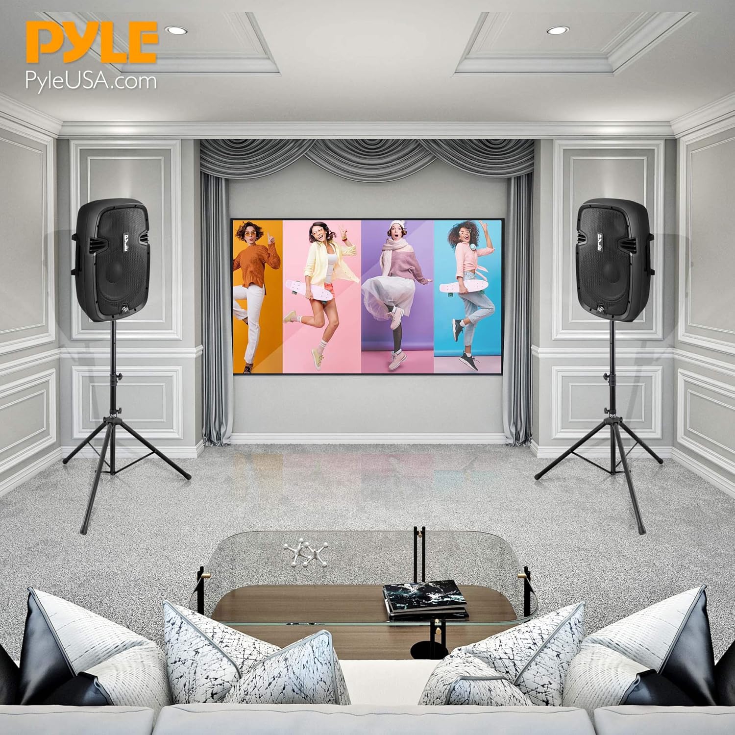 Pyle Universal Speaker Stand-Mount Holder Heavy Duty Rubber Capped Tripod, Adjustable Height from 36.2 x 58.0 inches Locking Safety PIN and 35mm