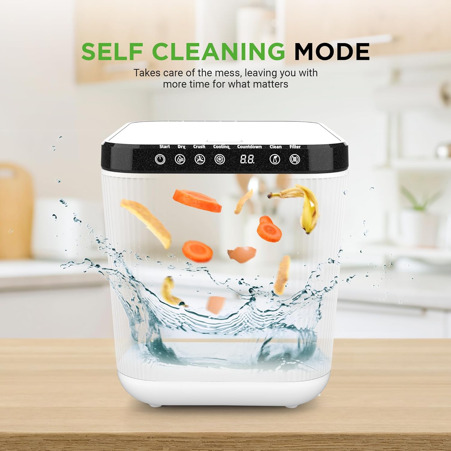 Nutrichef 3L Electric Kitchen Composter - Compost’s Organic Material & Food Scraps | Countertop Automatic Compost Bin | Dry, Crush, & Cooling