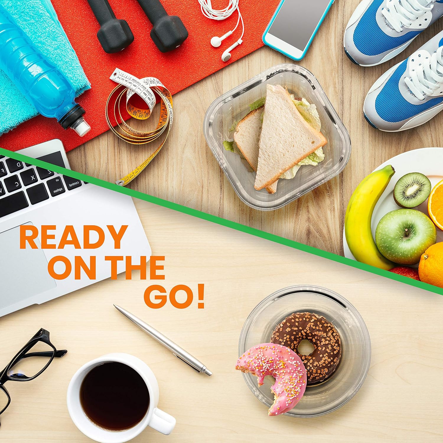 NutriChef 12-Piece Glass Food Storage Containers with Lids - Stackable Heavy Duty Meal Prep Containers w/Airtight Lids - Microwave, Freezer, &