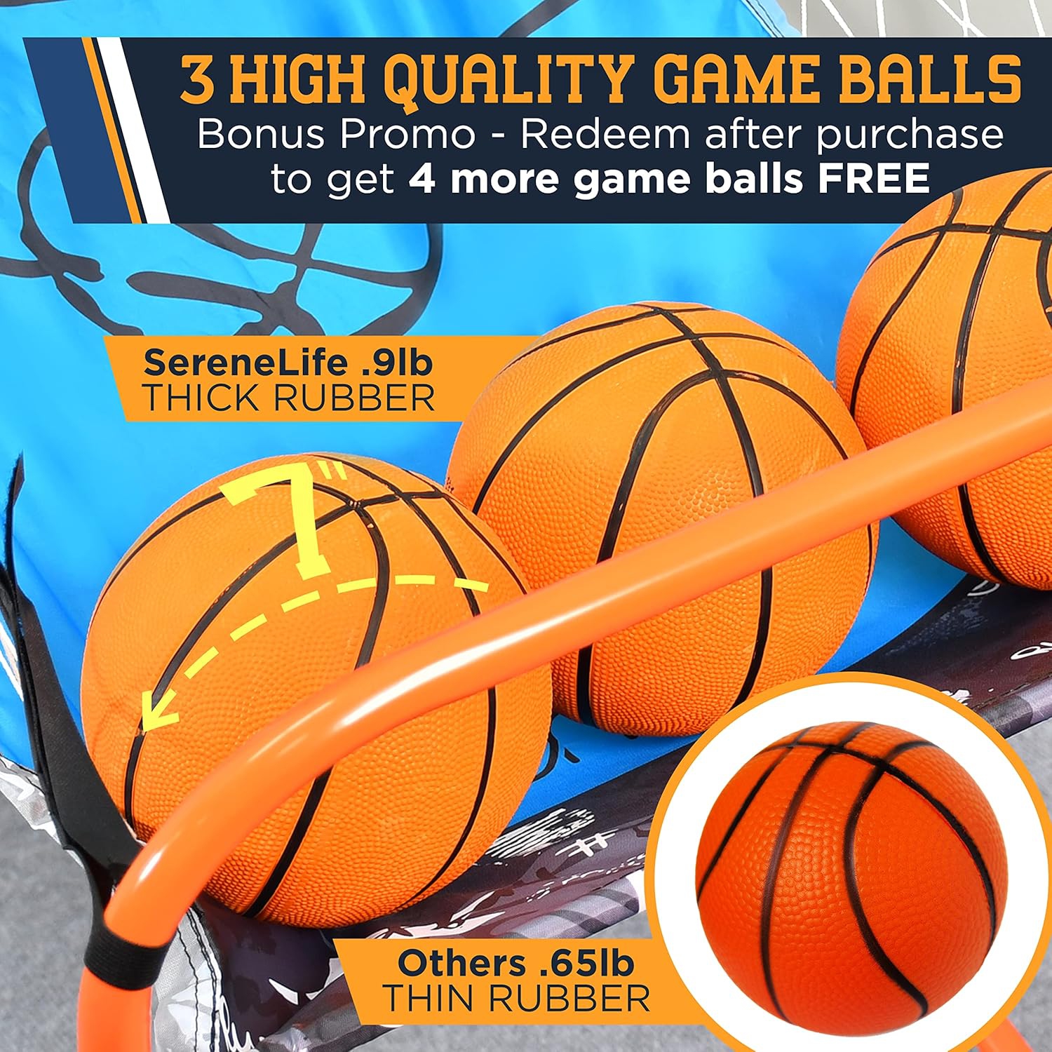 Jeu de basketball à un seul panier de SereneLife, salle d'arcade, jeu avec balle de basketball numérique LED, tableau de pointage et minuterie de jeu