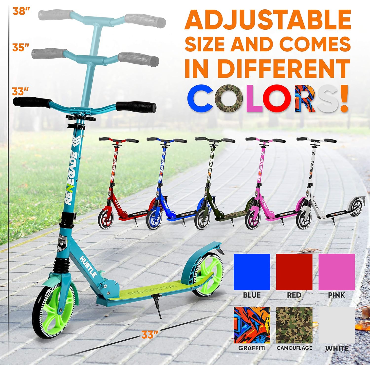 Lightweight and Foldable Kick Scooter - Adjustable Scooter for Teens and Adult, Alloy Deck with High Impact Wheels