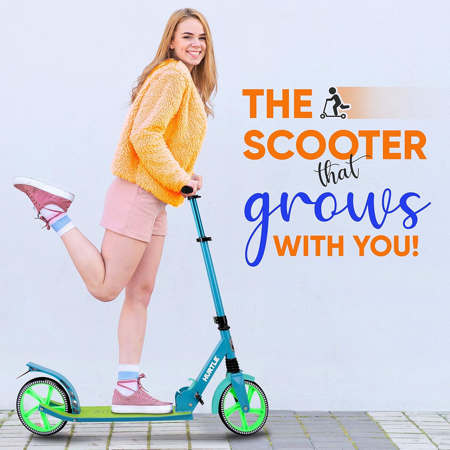 Lightweight and Foldable Kick Scooter - Adjustable Scooter for Teens and Adult, Alloy Deck with High Impact Wheels
