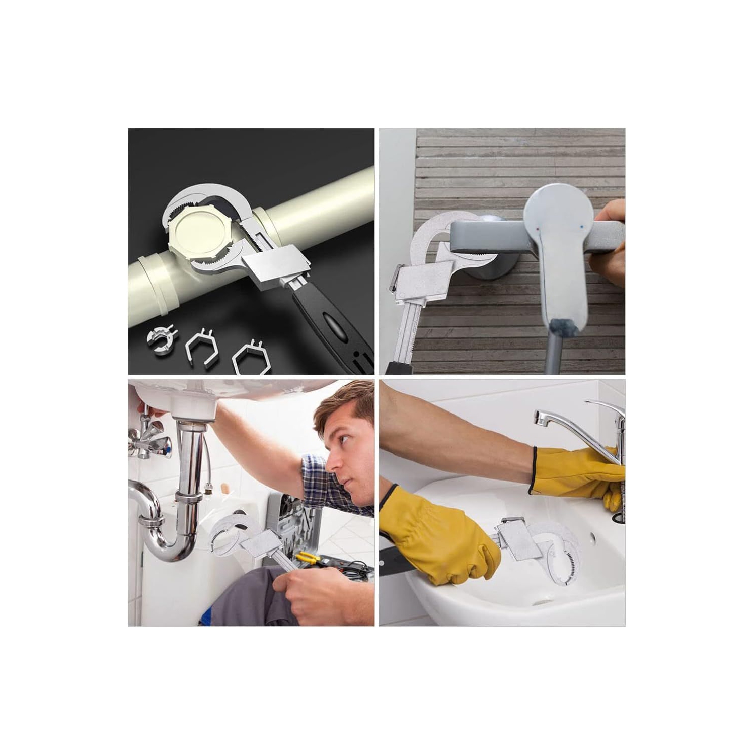 Clé universelle réglable à deux extrémités, clé multifonctionnelle pour évier, clés à tuyau pour installation de plomberie Outils à main