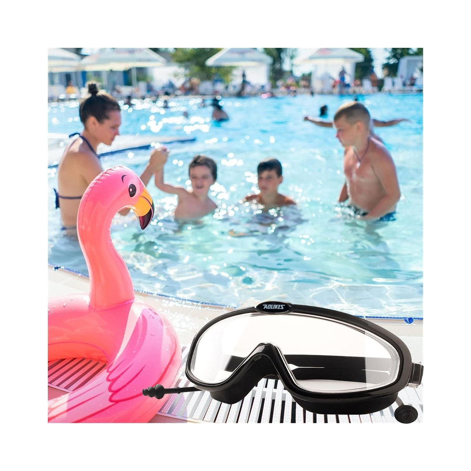 Lunettes de sécurité - Lunettes de natation antibuée, anti-égratignures pour hommes et femmes - NOIR