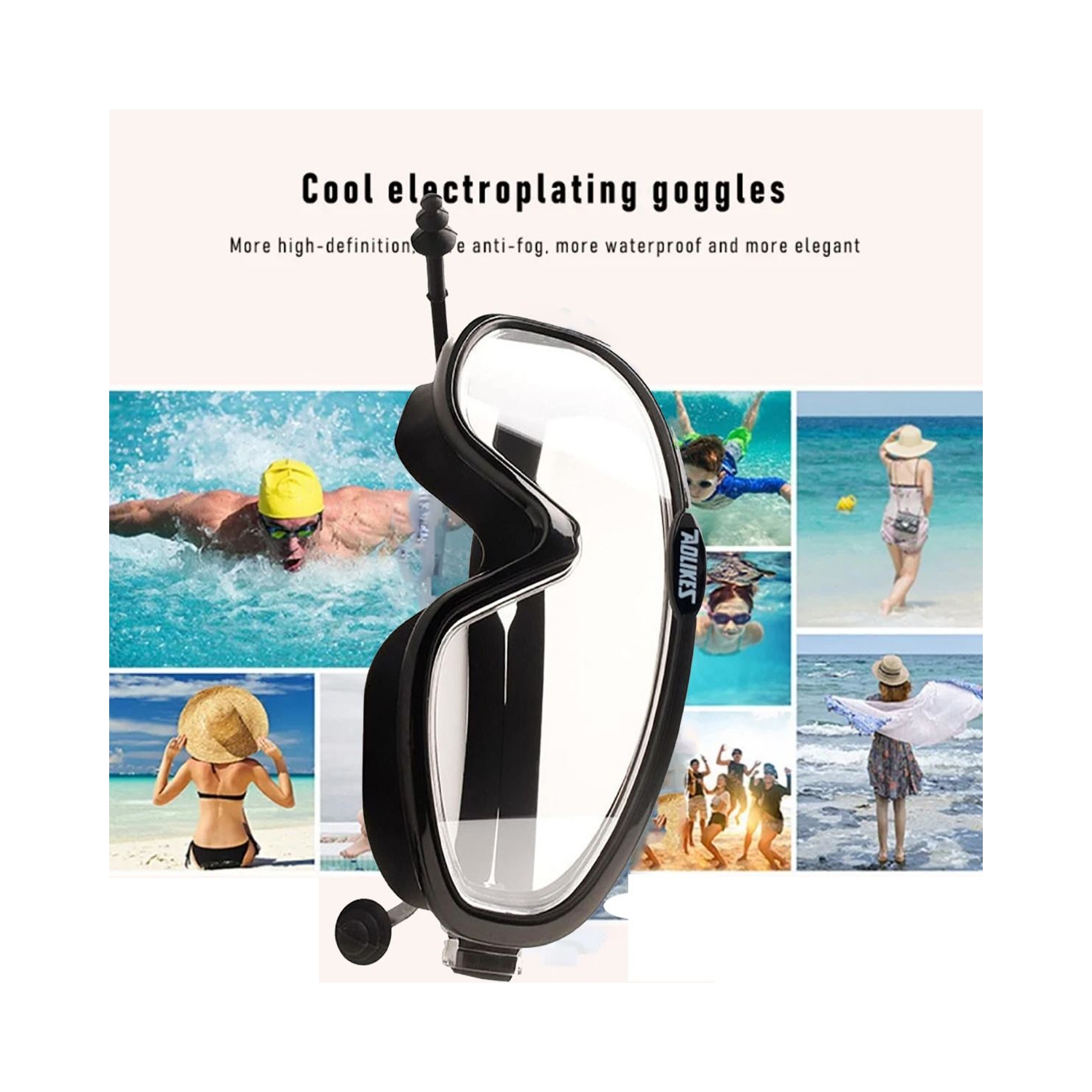 Lunettes de sécurité - Lunettes de natation antibuée, anti-égratignures pour hommes et femmes - NOIR