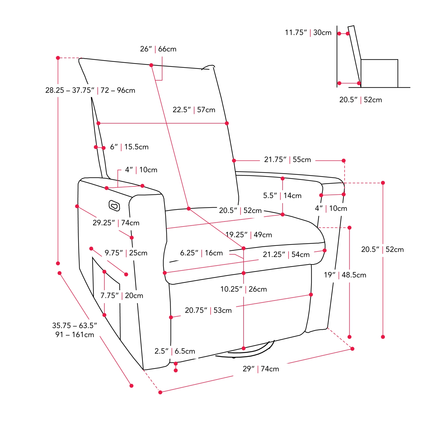 Fauteuil bouclé inclinable blanc de CorLiving, fauteuil inclinable moderne pour salon, chambre à coucher