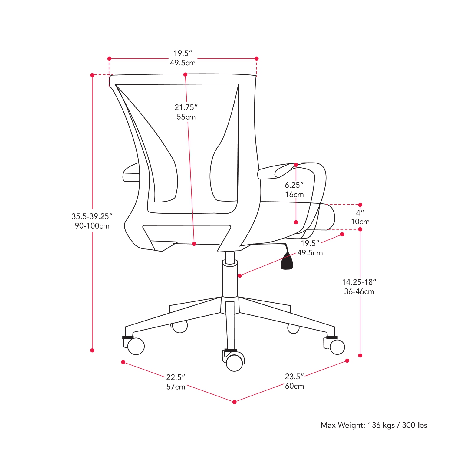 CorLiving Cooper Purple Mesh Back Ergonomic Height Adjustable Task Chair - for Home Office, Tilting, Padded Seat