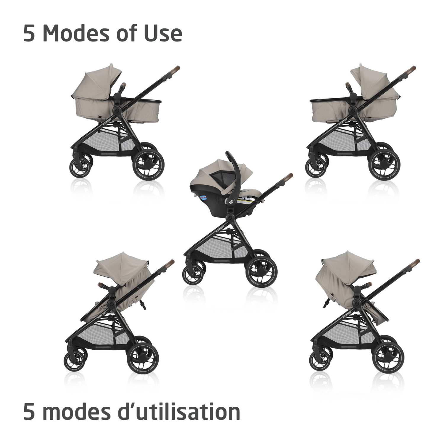 Système de voyage modulaire 5-en-1 Zelia Luxe de Maxi Cosi - New Hope Tan