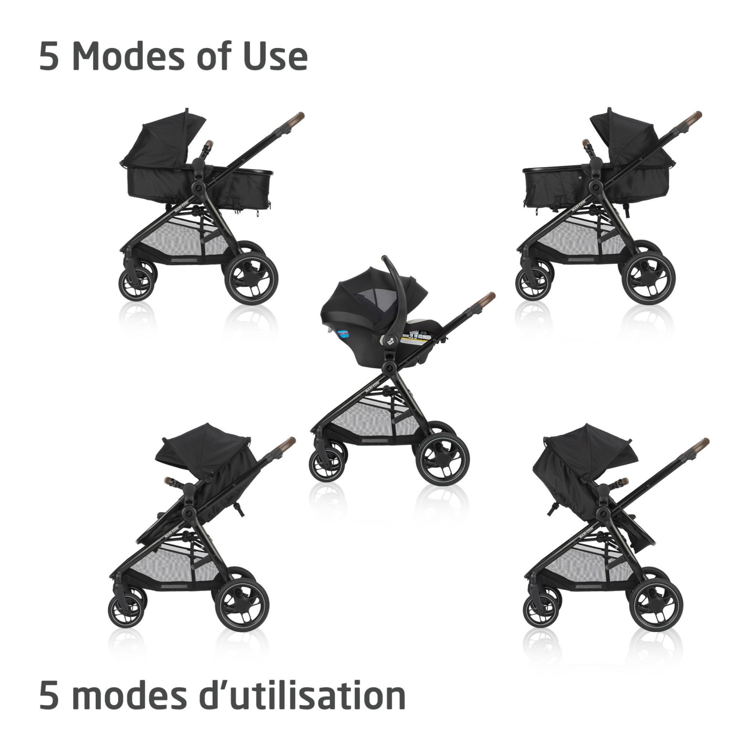 Système de voyage modulaire 5-en-1 Zelia Luxe de Maxi Cosi - Noir basalte