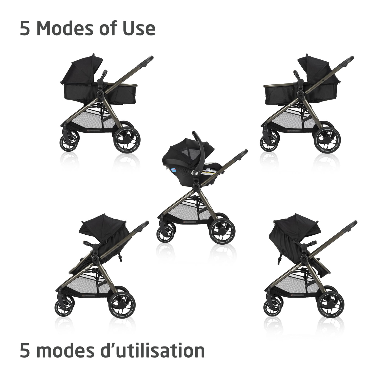 Maxi Cosi Zelia Luxe 5-in-1 Modular Travel System - New Hope Black