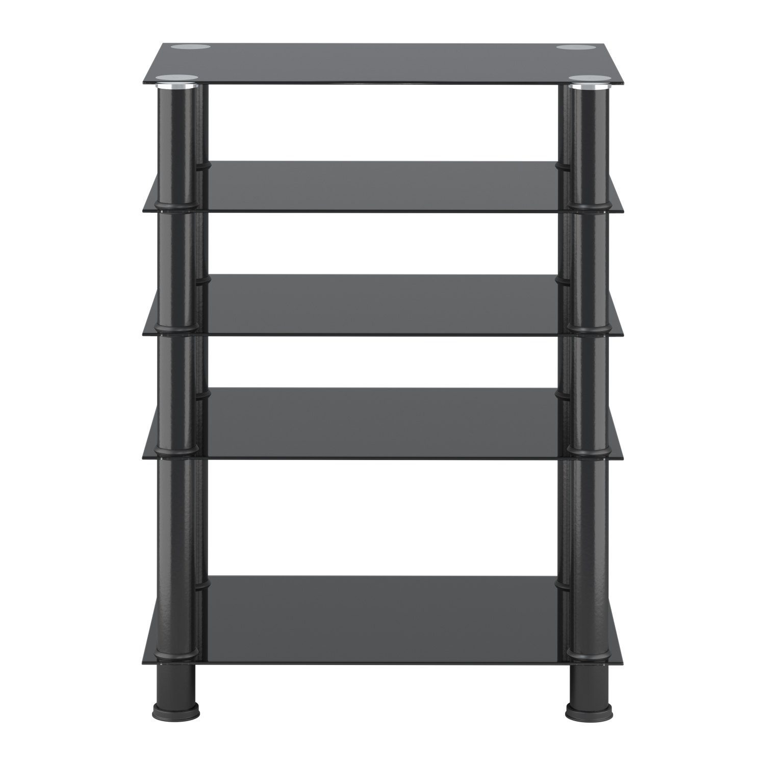 CorLiving Laurent Black Tempered Glass and Metal Customizable 5-Tier Media Component Stand