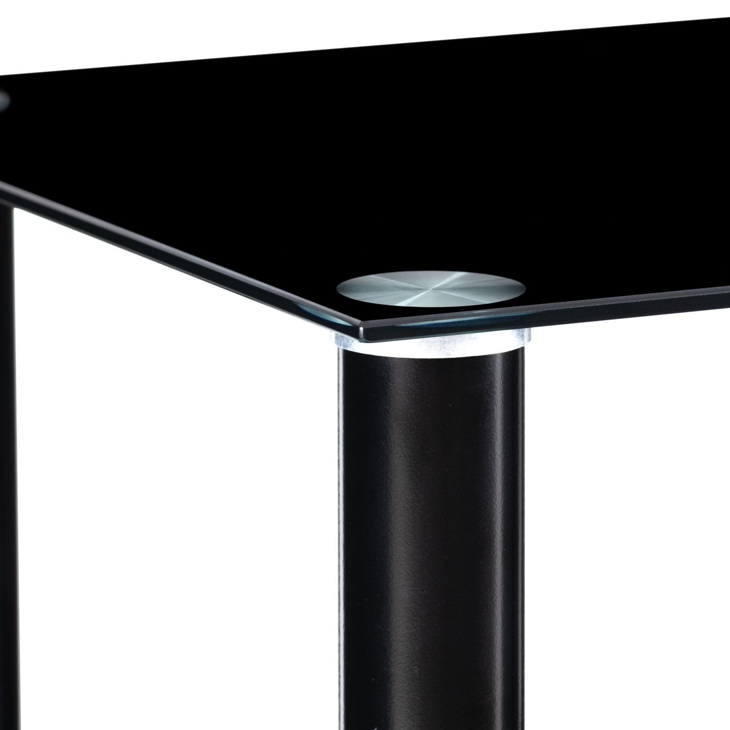 CorLiving Laurent Black Tempered Glass and Metal Customizable 5-Tier Media Component Stand