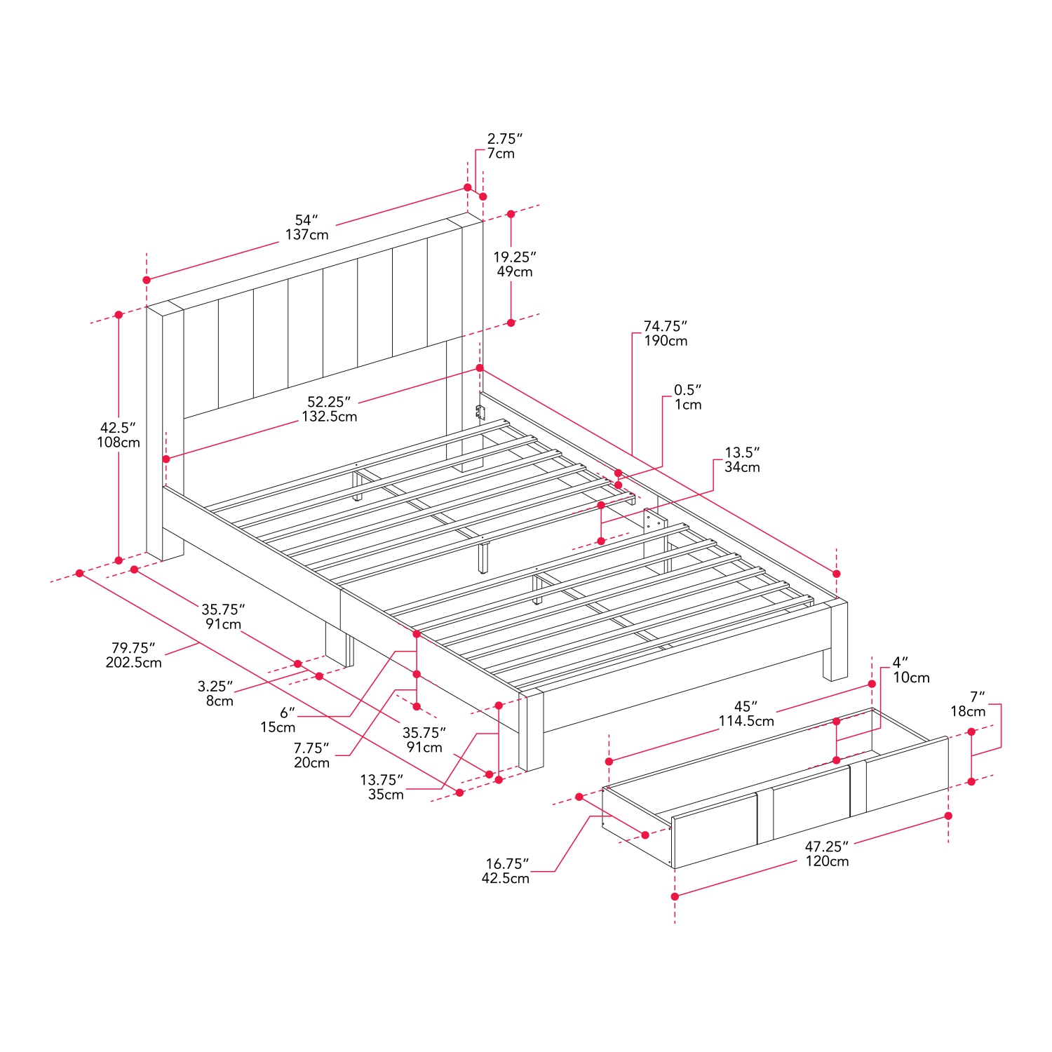 Lit plateforme avec rangement capitonné beige Metro Channel de CorLiving, lit double/double
