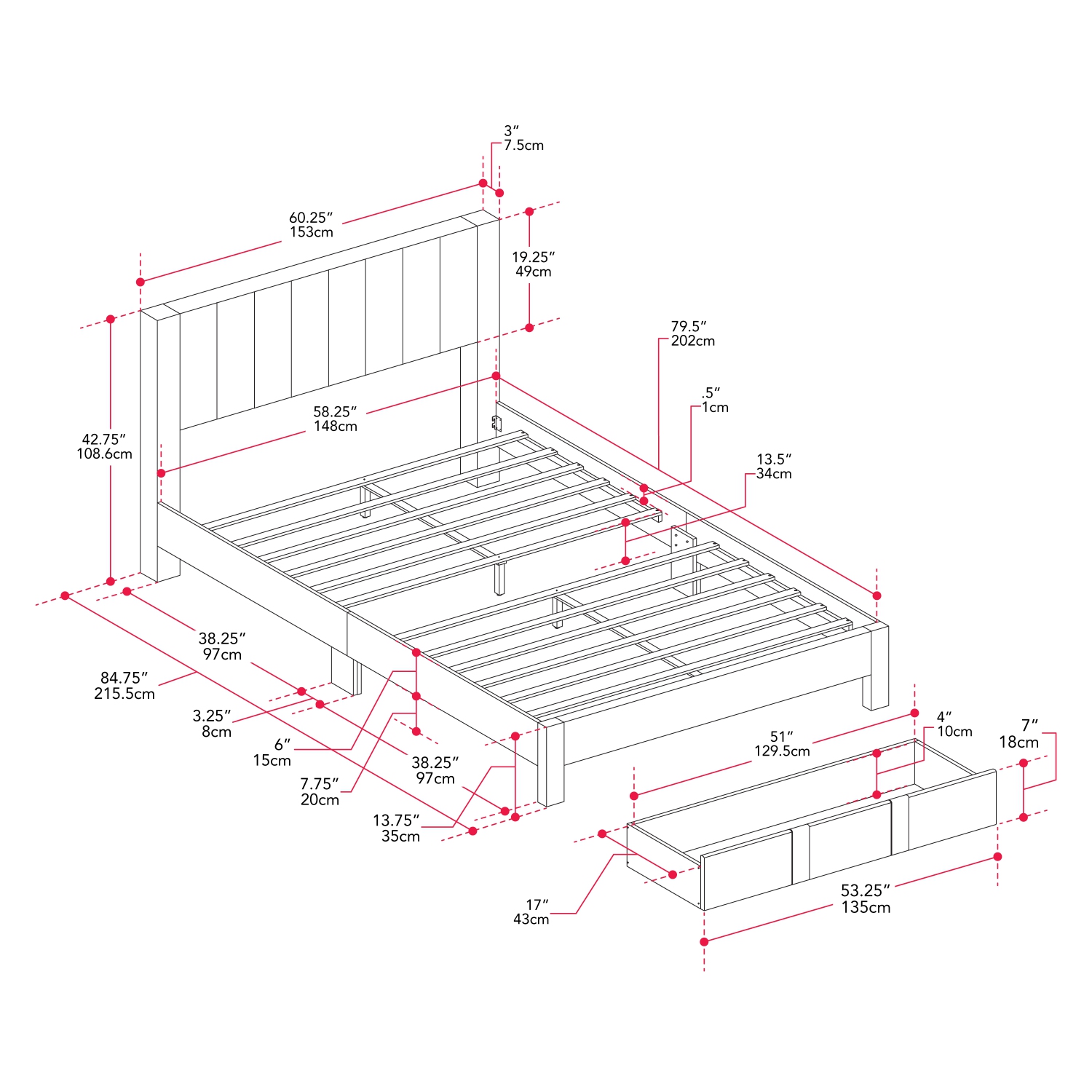 Grand lit plateforme avec rangement capitonné gris pâle Metro Channel de CorLiving