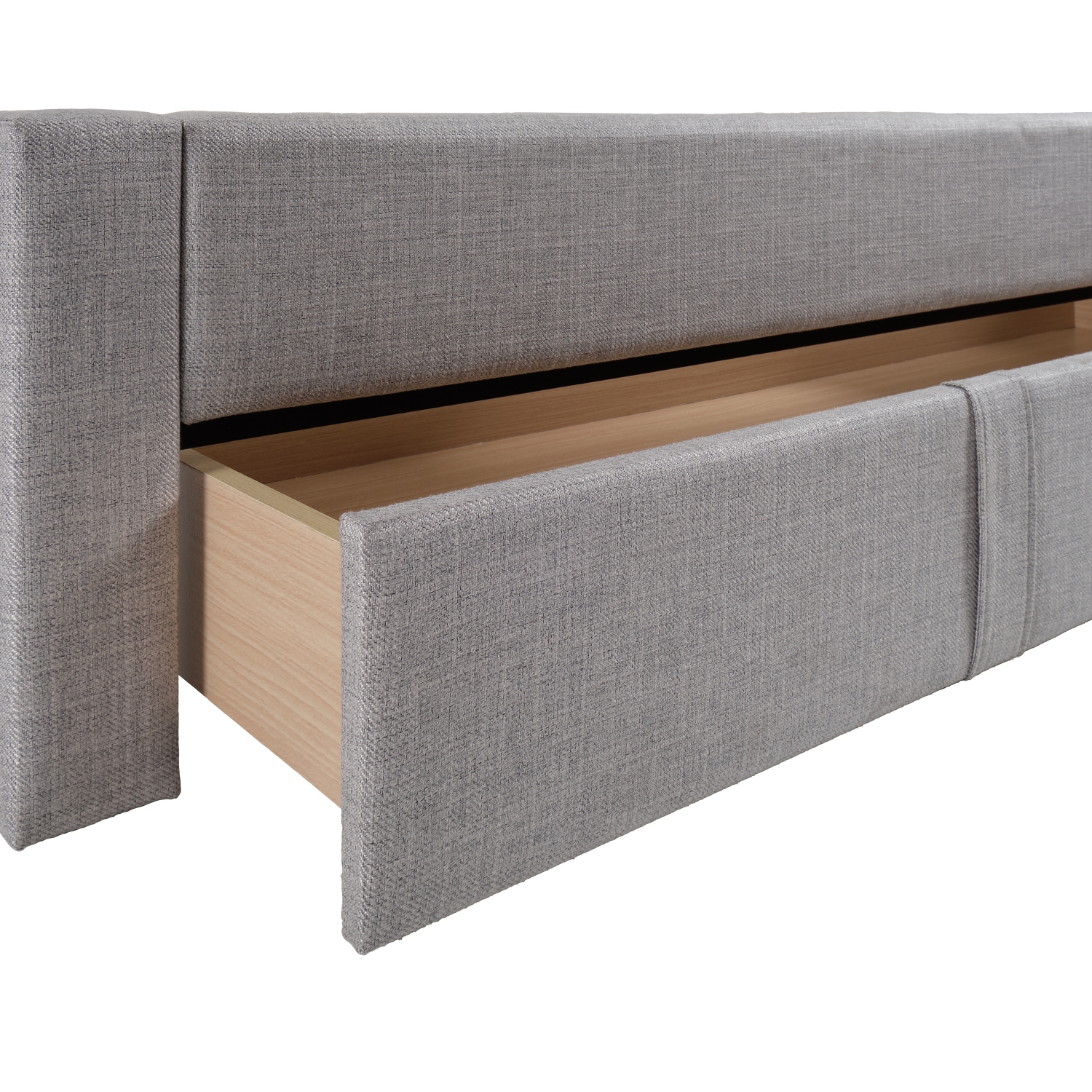 Grand lit plateforme avec rangement capitonné gris pâle Metro Channel de CorLiving