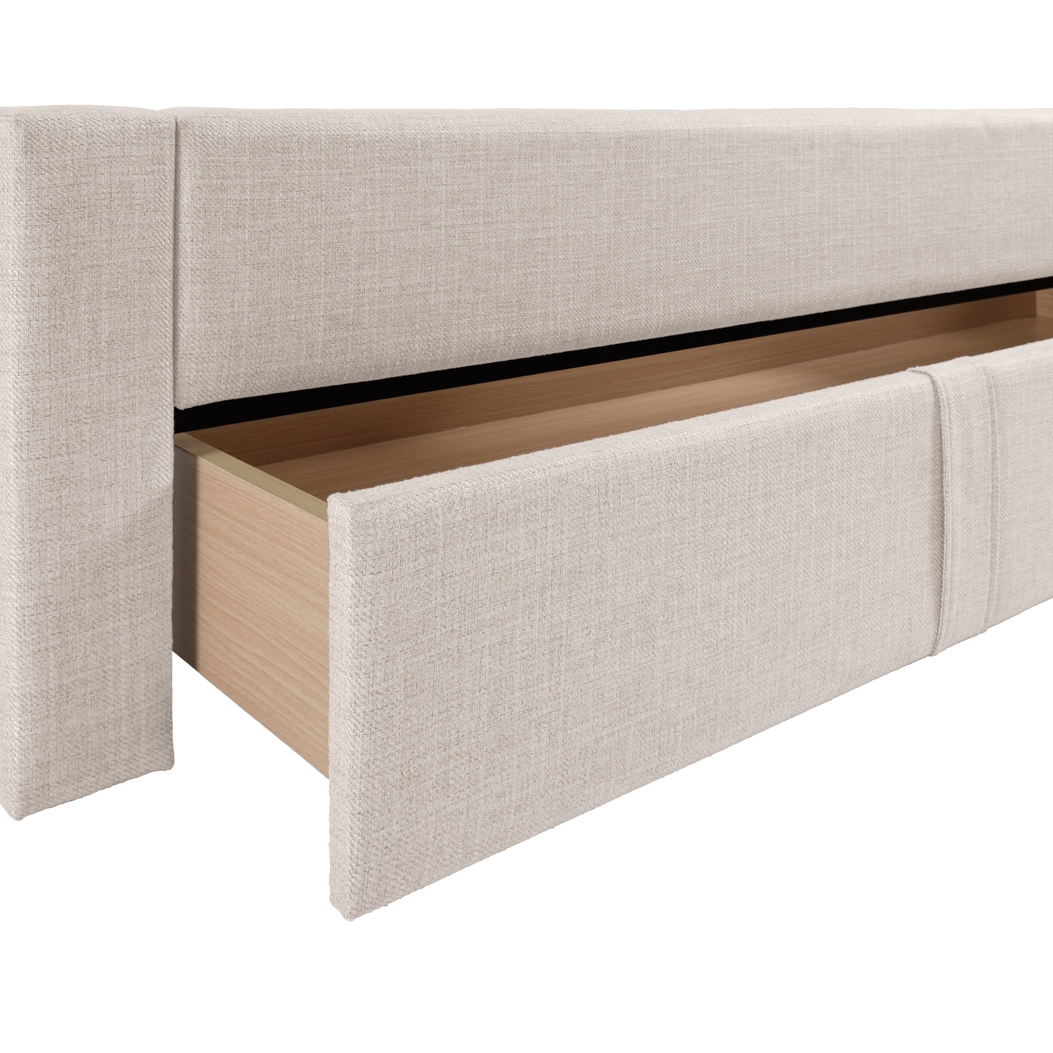 Grand lit plateforme avec rangement capitonné beige Metro Channel de CorLiving