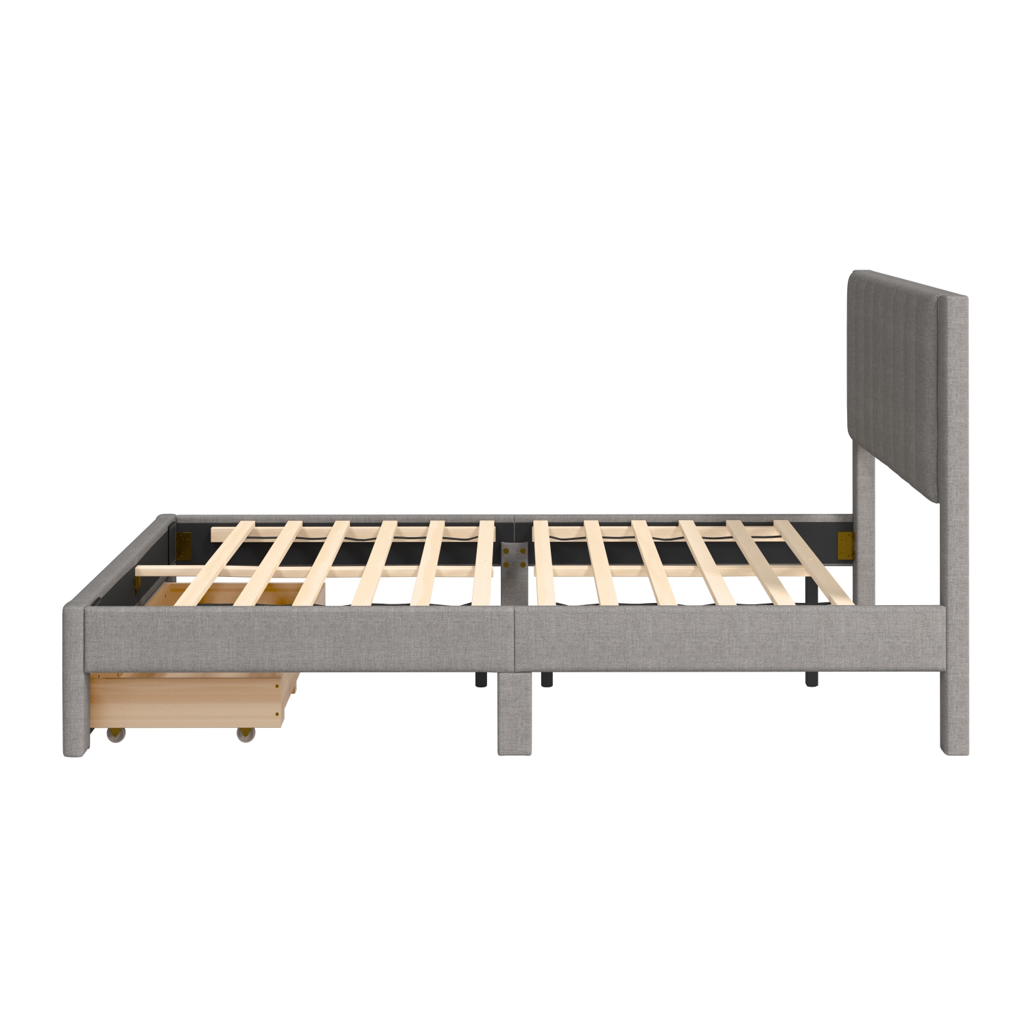 CorLiving Metro Channel Light Grey Tufted Upholstered Storage Platform Bed in Full/Double Size