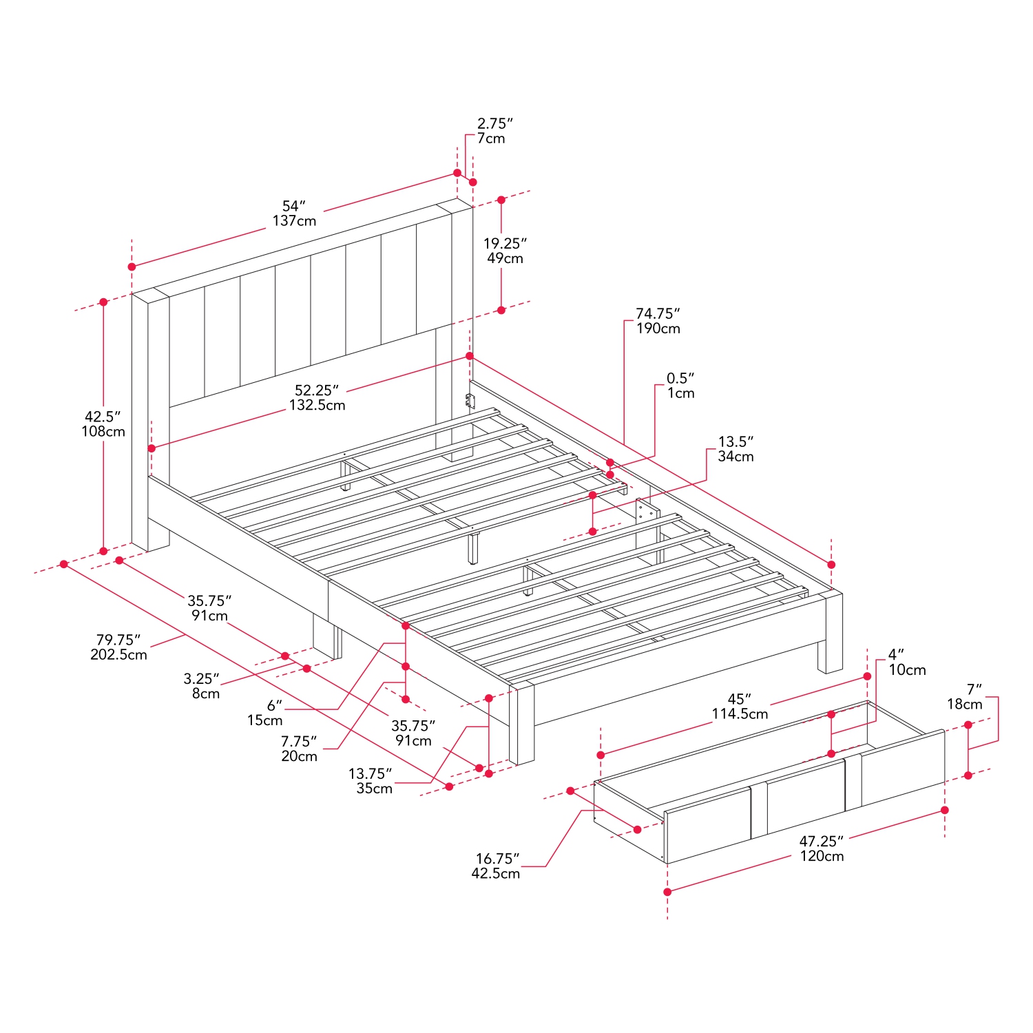 CorLiving Metro Channel Light Grey Tufted Upholstered Storage Platform Bed in Full/Double Size