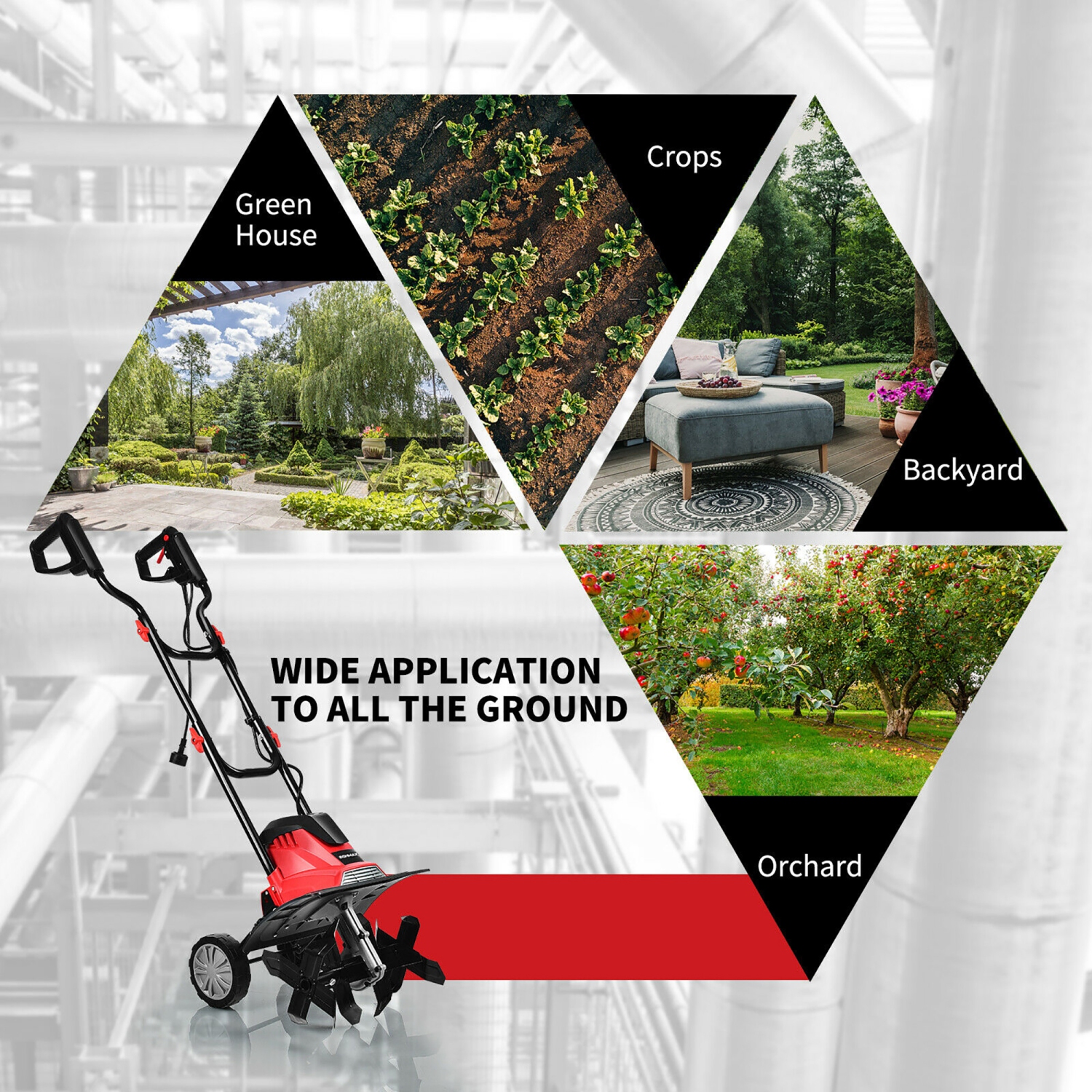 Costway 17-Inch 13.5 Amp Corded Electric Tiller and Cultivator 9'' Tilling Depth Red