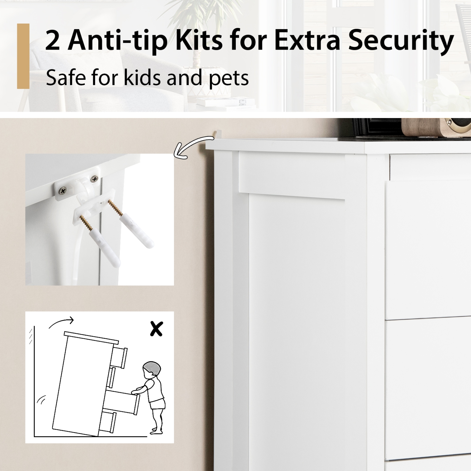 Costway Modern 5 Drawer Chest Storage Dresser Cabinet with Metal Handles